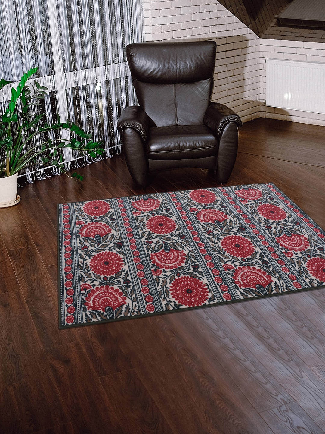 

RUGSMITH Red & Green Patterned Anti-Skid Rectangle Carpet