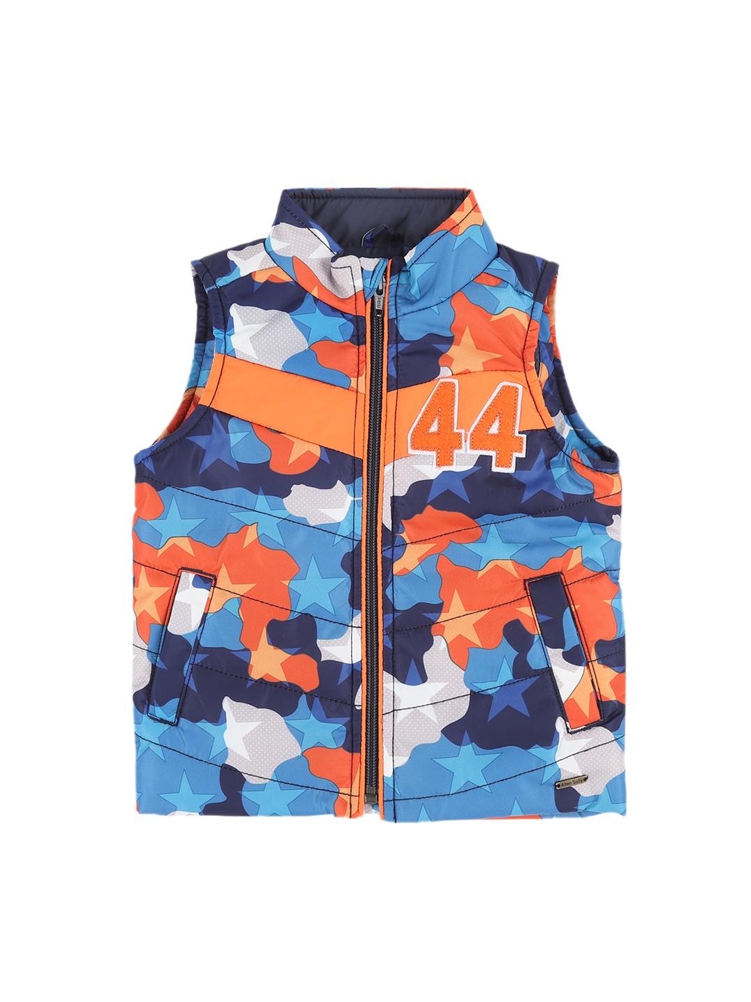 

Allen Solly Junior Boys Blue & Orange Printed Padded Jacket
