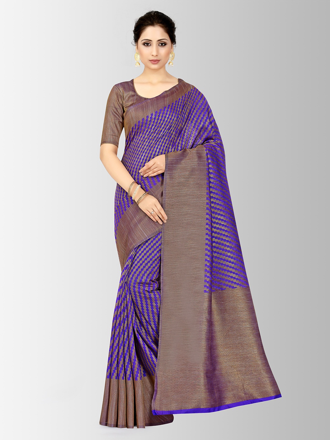 

MIMOSA Purple Art Silk Checked Patola Saree