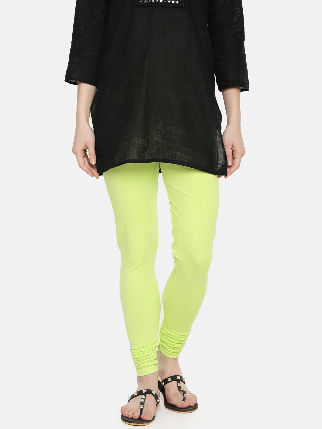 

Dollar Missy Women Lime Green Solid Churidar Length Leggings