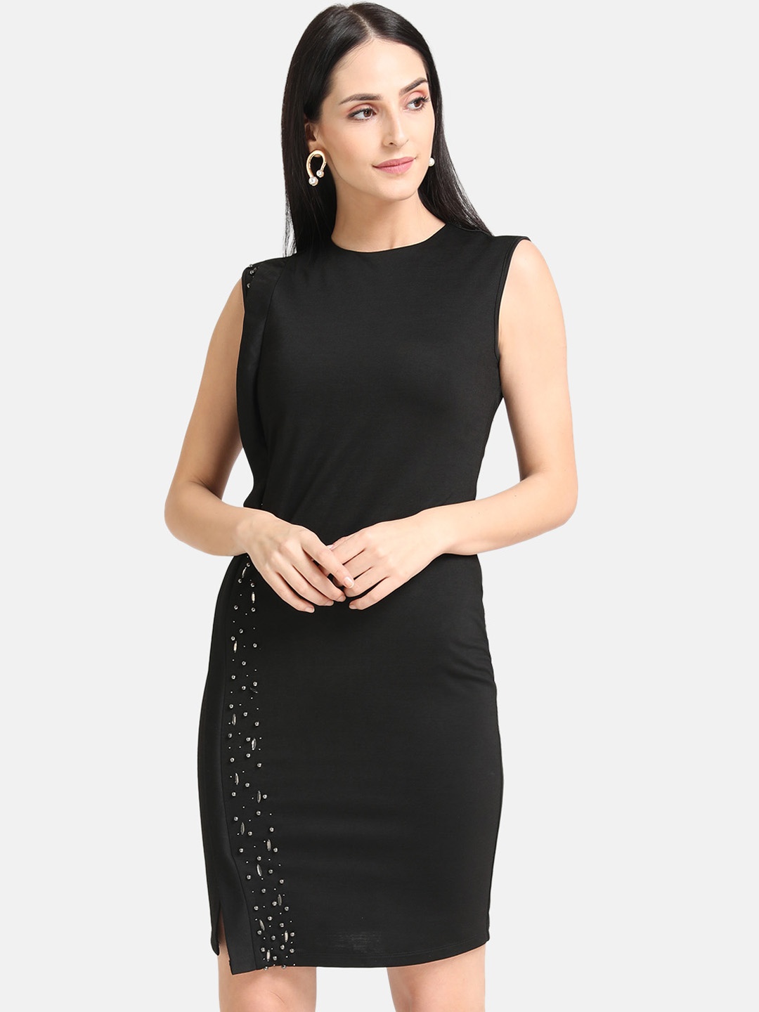 

Kazo Women Black Embellished Bodycon Dress