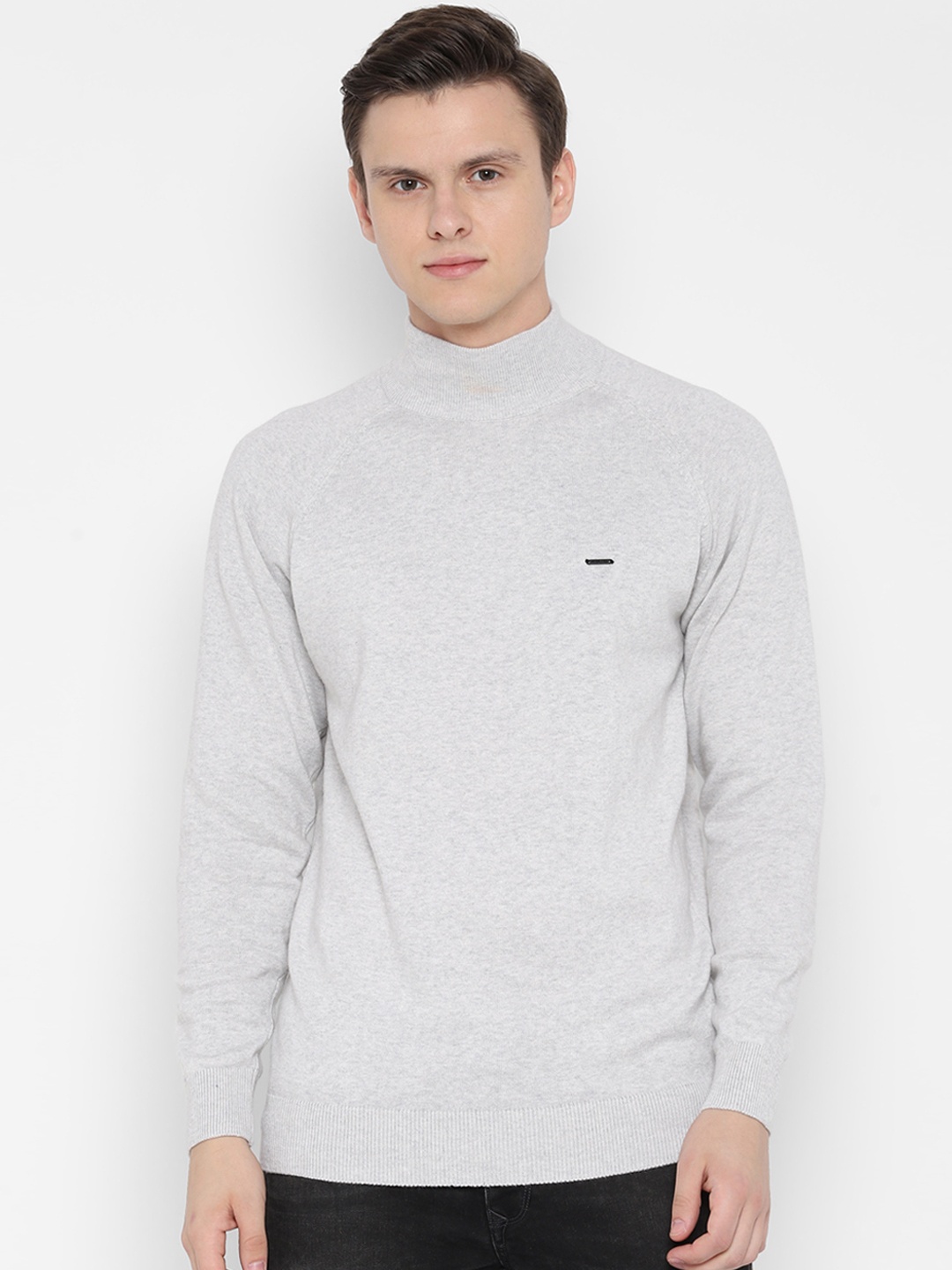 

People Men Grey Solid Sweater