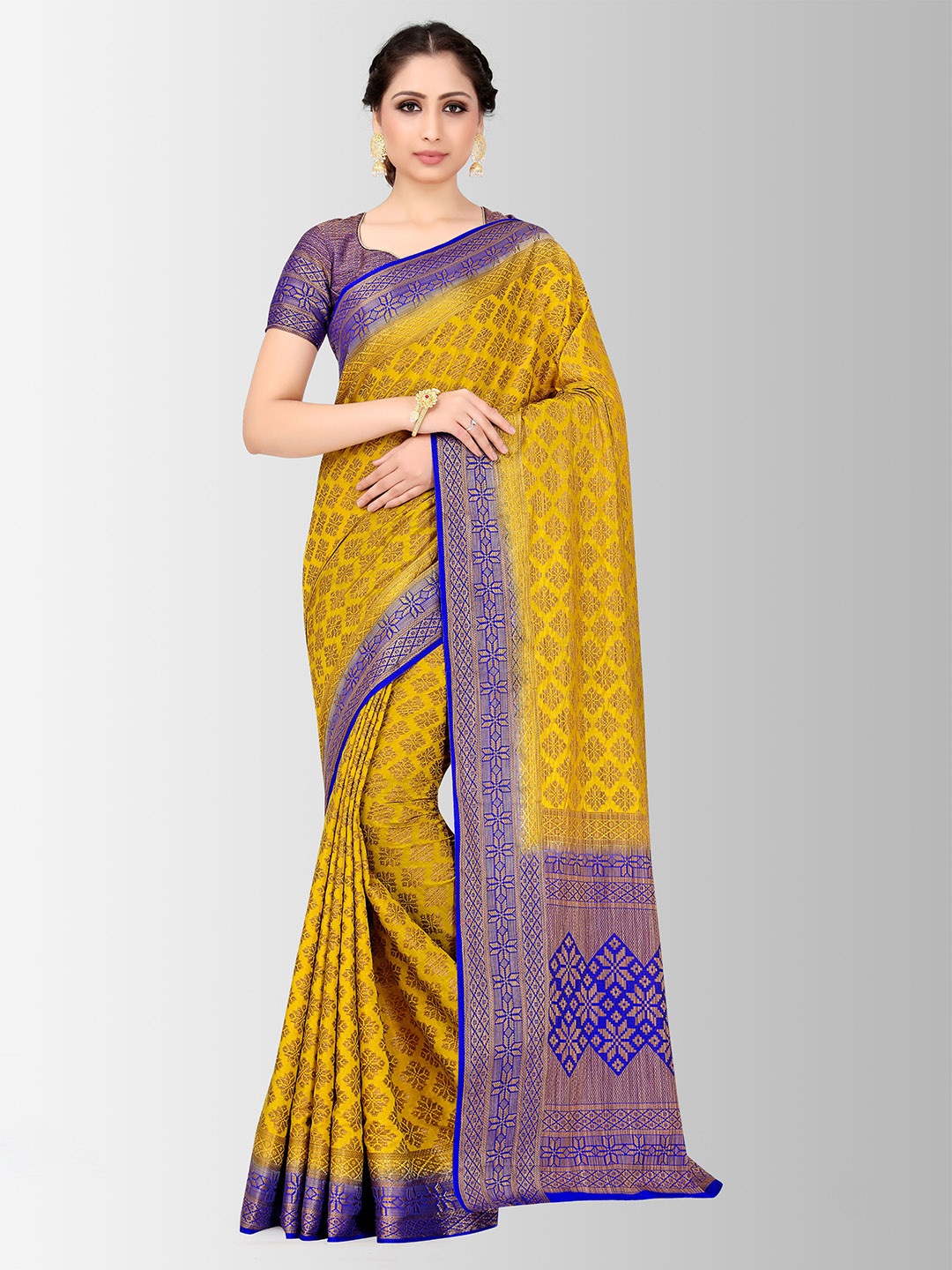 

MIMOSA Mustard Art Silk Embellished Patola Saree