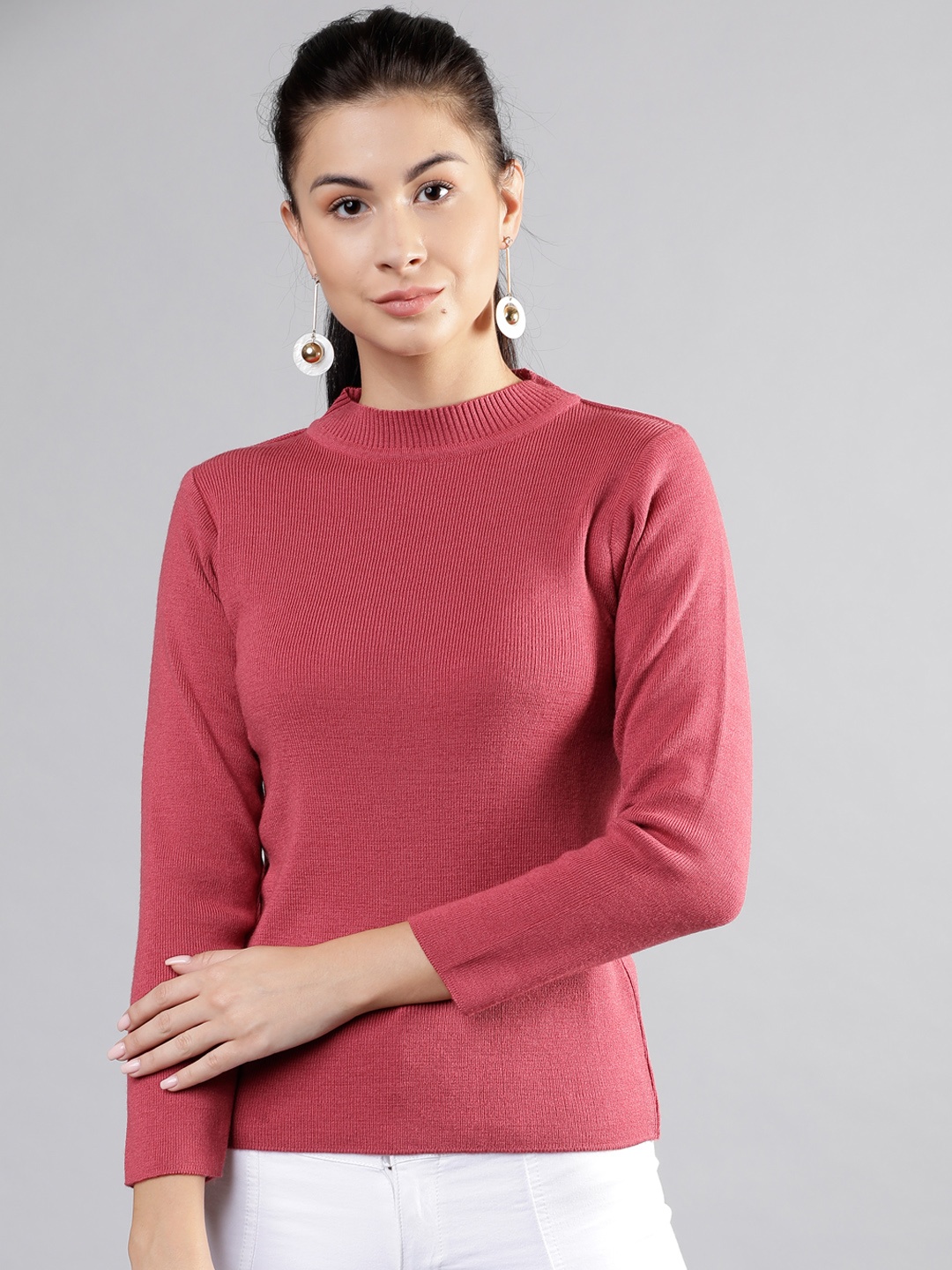 

Tokyo Talkies Women Red Solid Sweater
