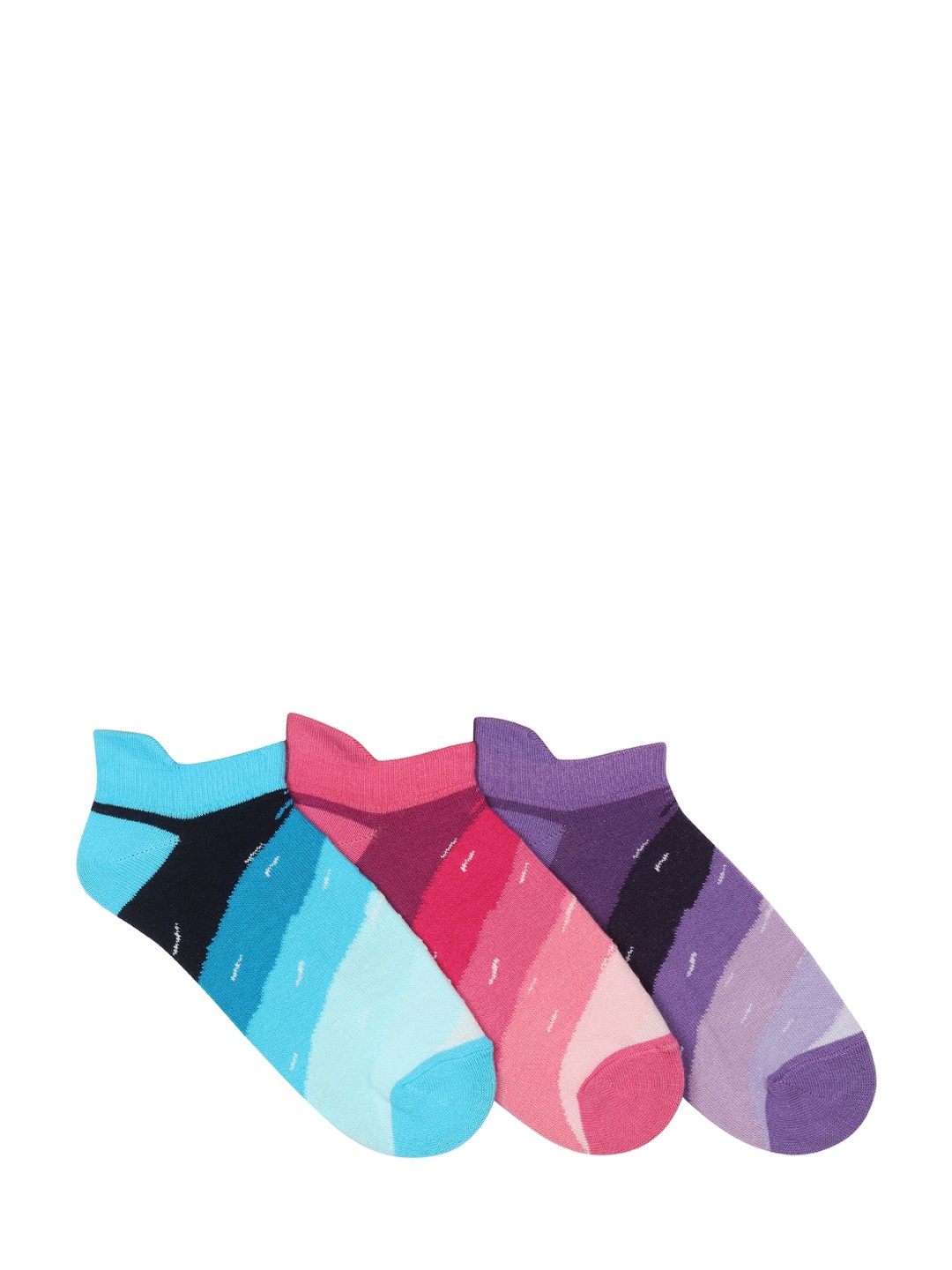 

Supersox Women Pack of 3 Patterned Compact Combed Ankle-Length Socks, Blue
