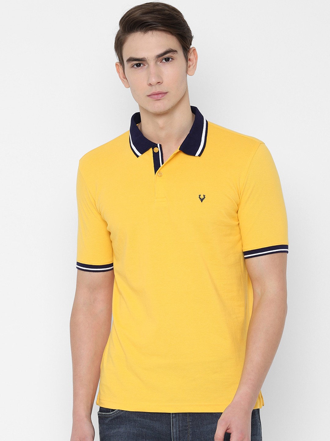 

Allen Solly Men Yellow Solid Polo Collar T-shirt
