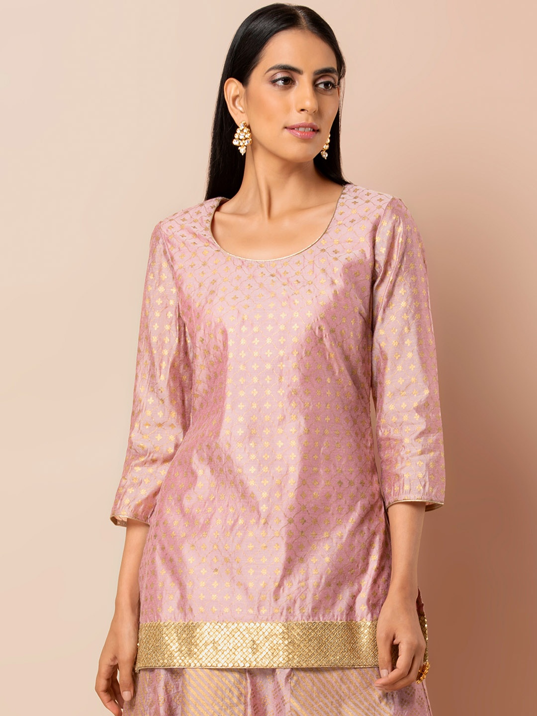 

INDYA Pink Printed Sequinned Kurti