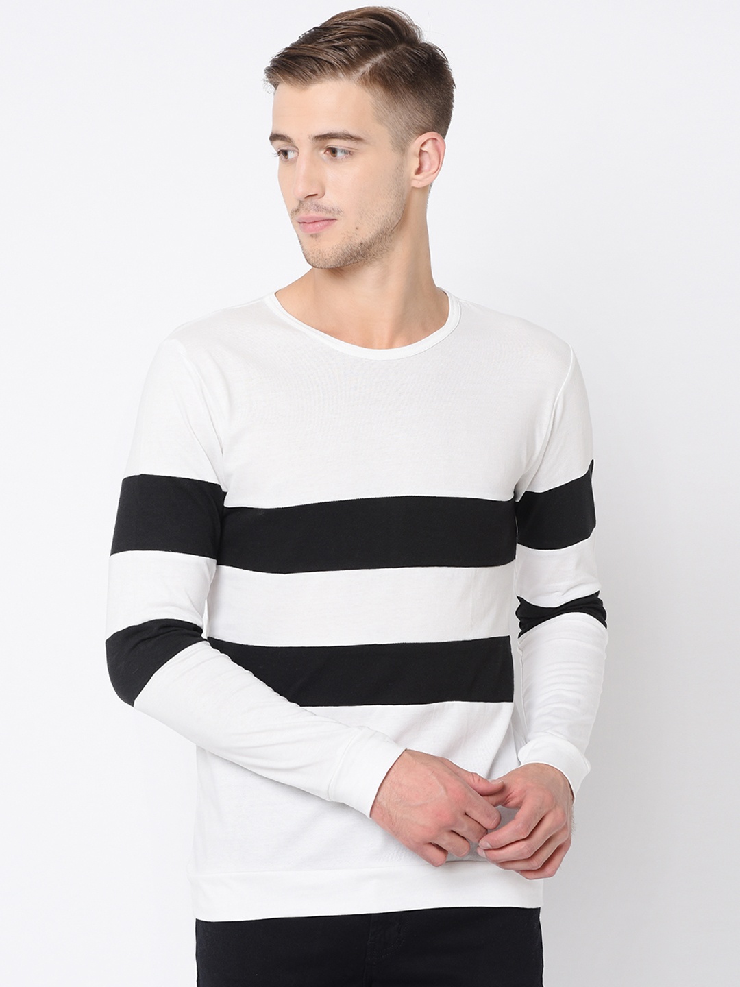 Rigo Men White Colourblocked Pure Cotton T-Shirt