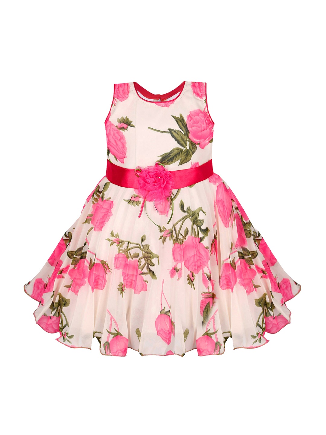 

Wish Karo Girls Off-White Floral Printed Fit and Flare Dress