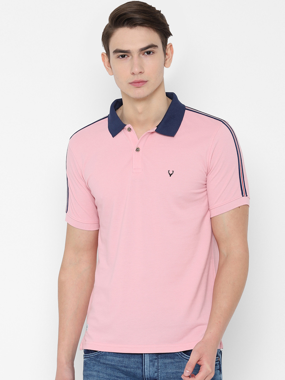 

Allen Solly Sport Men Pink Solid Polo Collar T-shirt