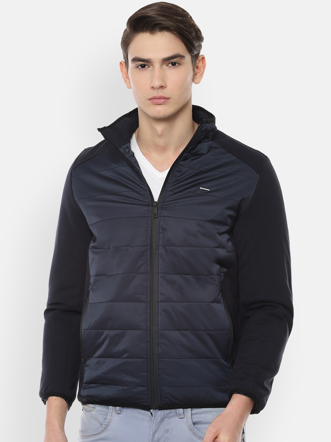 

Van Heusen Men Navy Blue Solid Padded Jacket