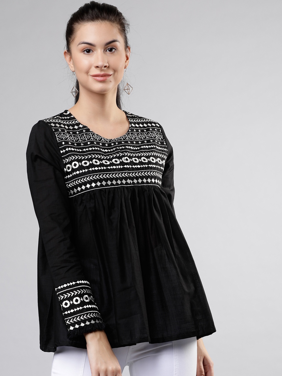 

Vishudh Women Black Printed A-Line Top