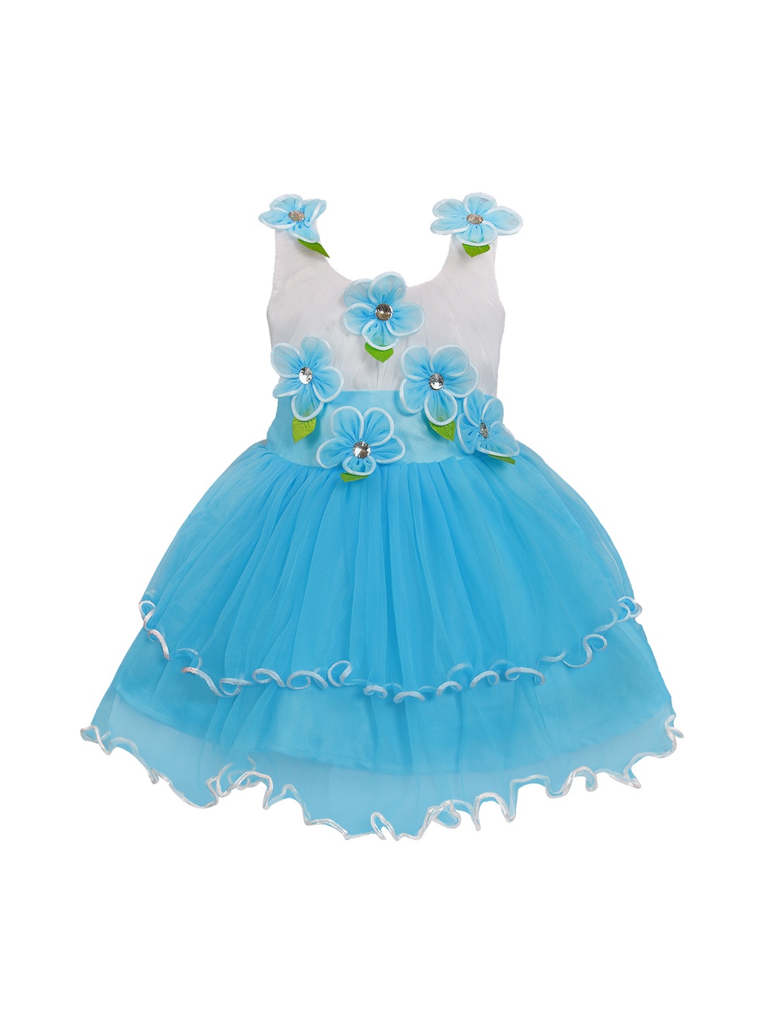 

Wish Karo Girls Printed Blue Fit and Flare Dress