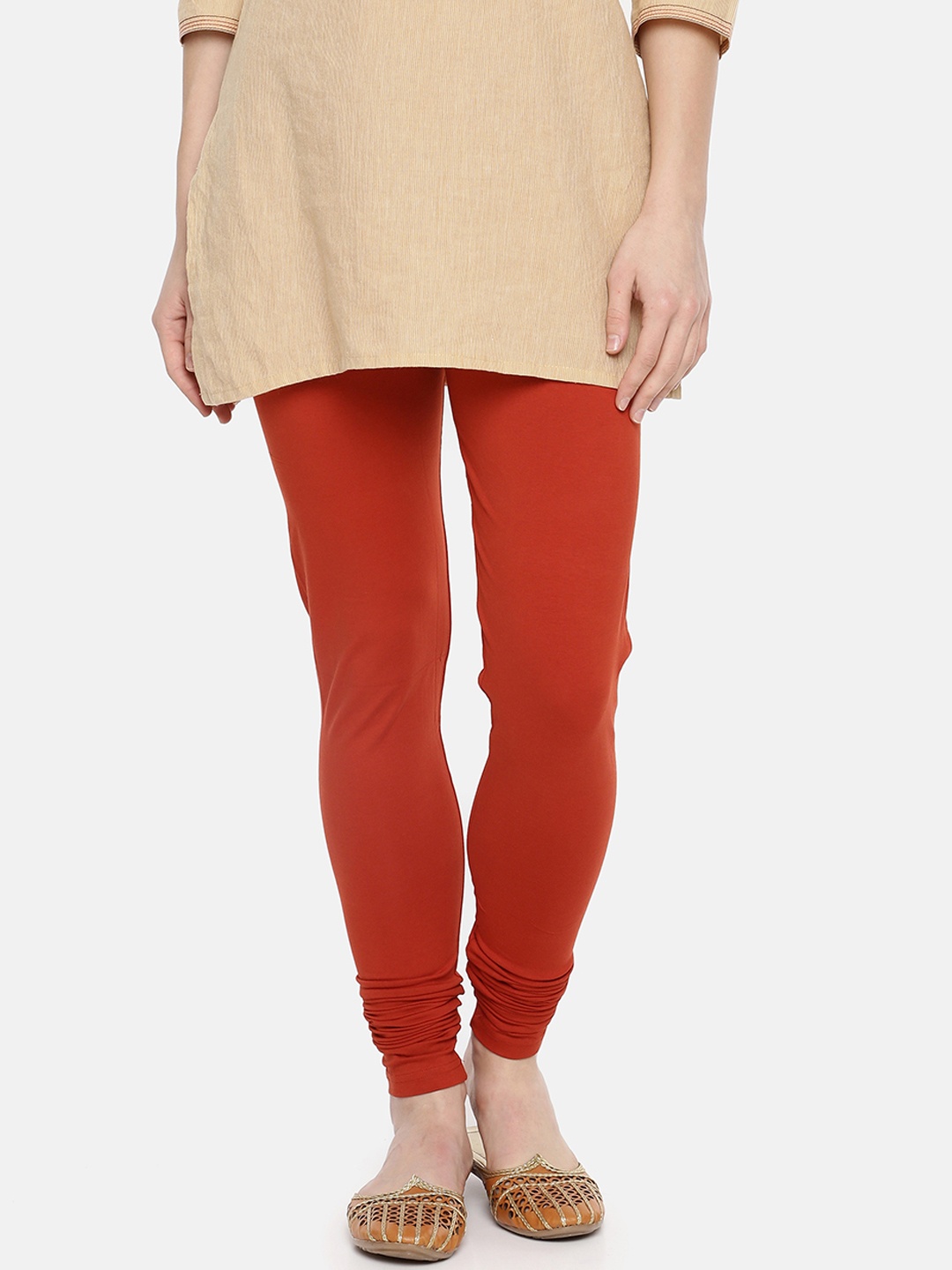 

Dollar Missy Women Rust Red Solid Churidar Length Leggings