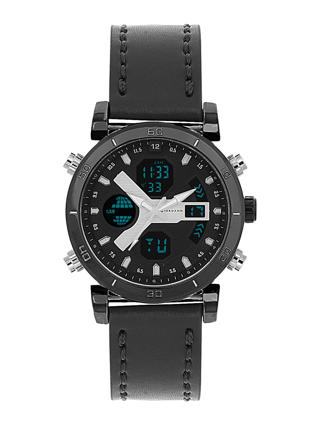 

GIORDANO Men Black Analogue and Digital Watch C1180