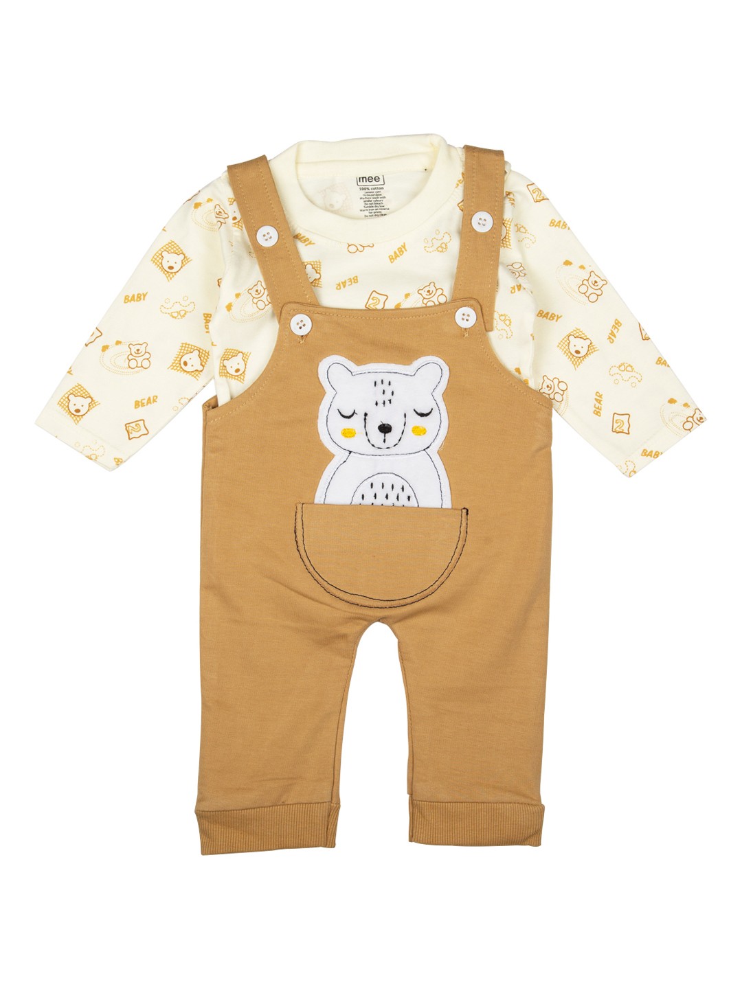 

MeeMee Brown And Cream Boys Dungarees with a T-shirt