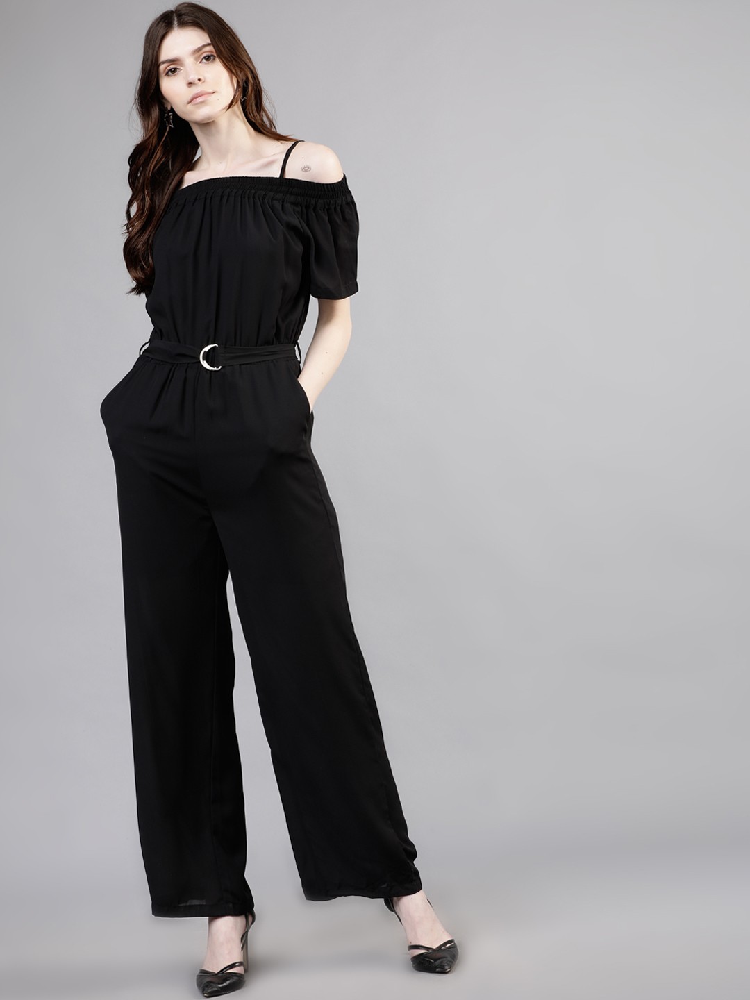 

Tokyo Talkies Women Black Solid Basic Jumpsuit