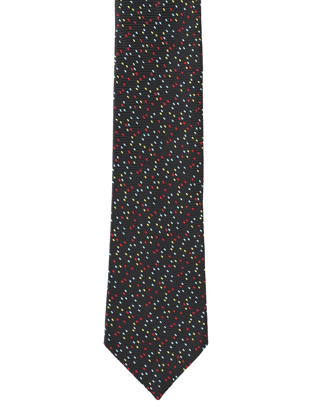 

Peter England Black & Red Woven Design Broad Tie