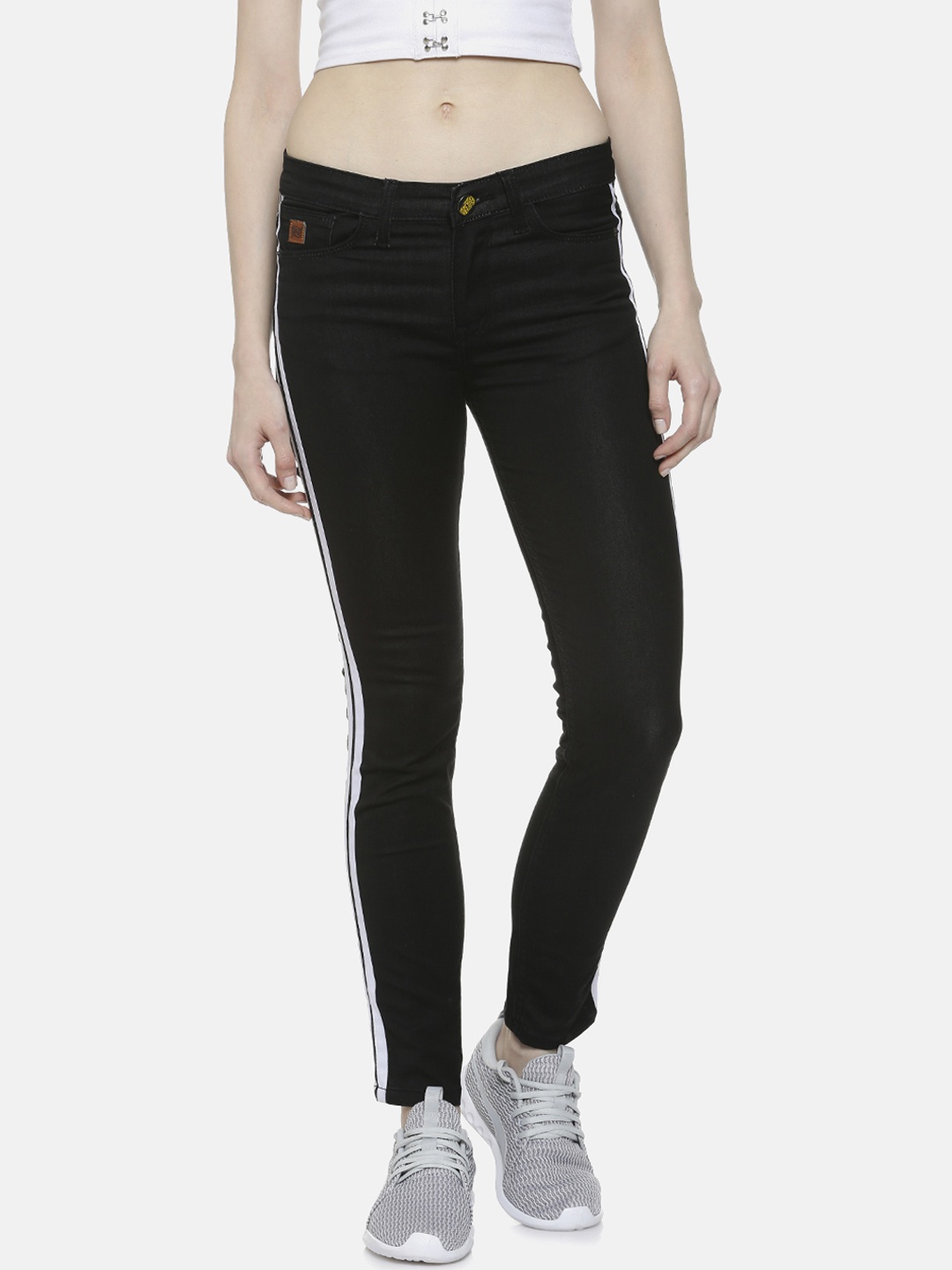 

Campus Sutra Women Black & White Super Skinny Fit High-Rise Clean Look Jeans