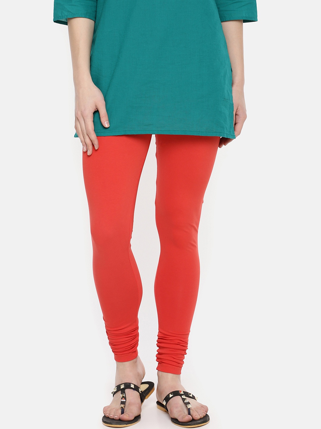 

Dollar Missy Women Red Solid Churidar Length Leggings