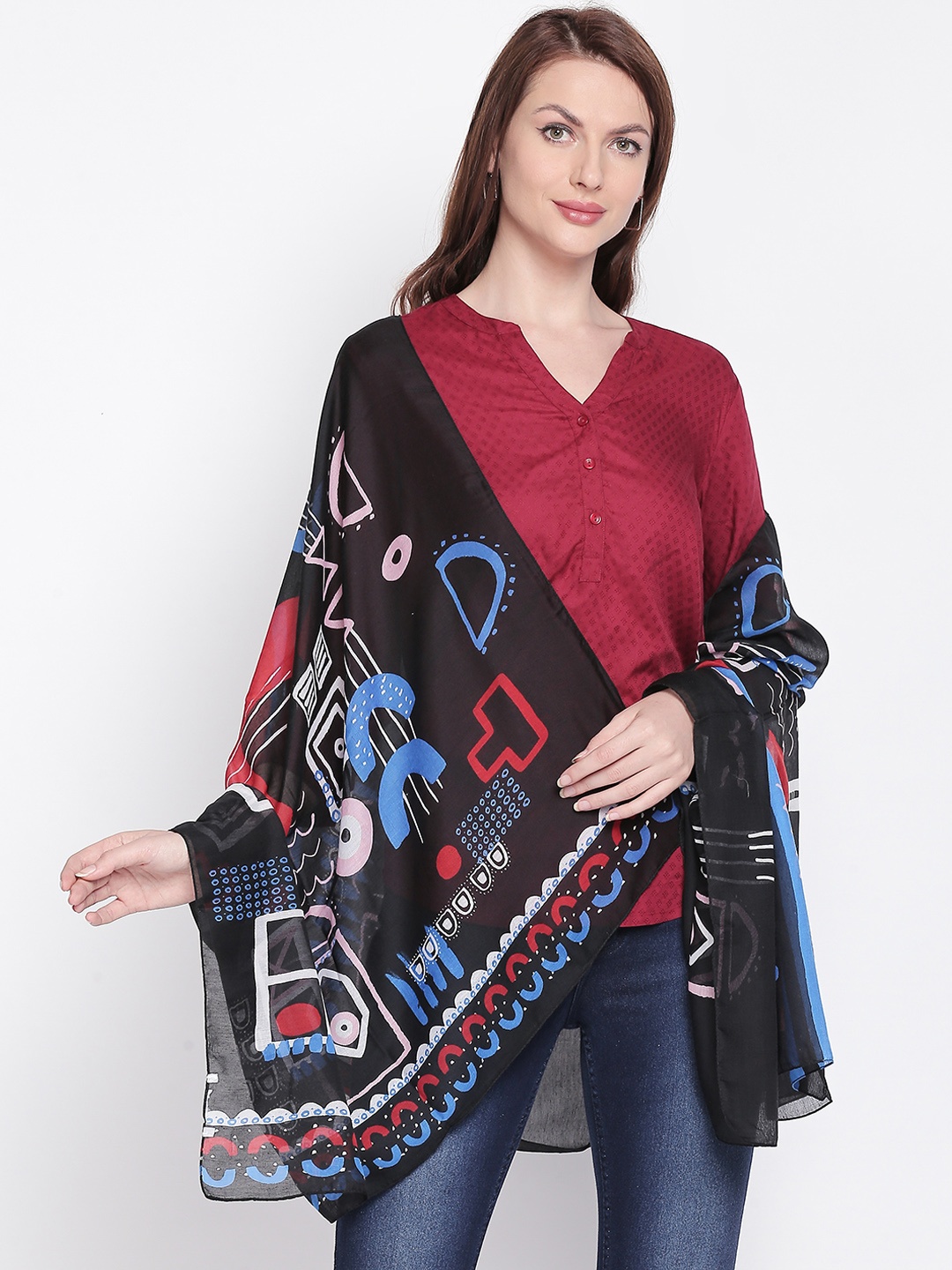 

Style Quotient Black Printed Scarves