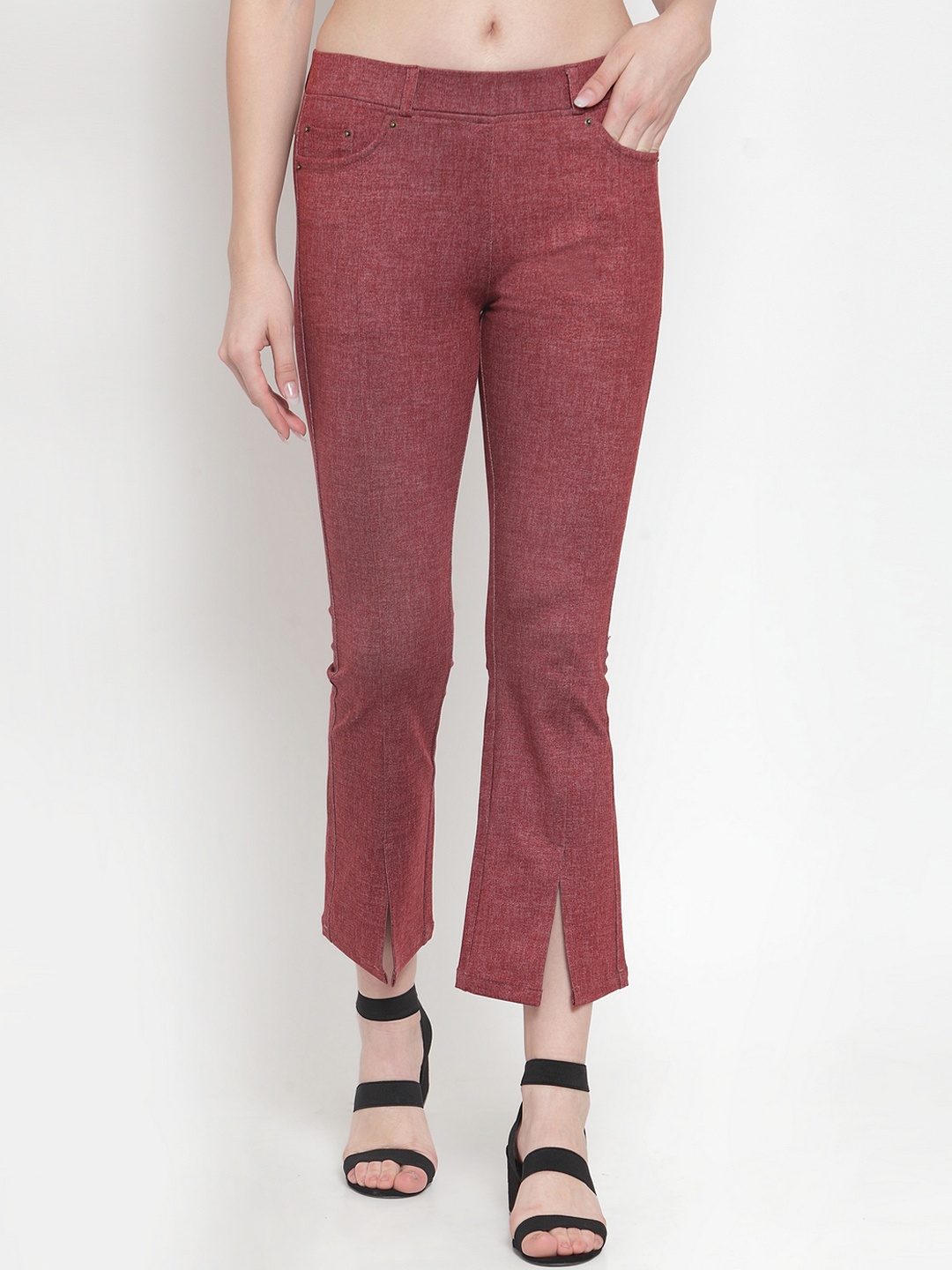

Westwood Women Red Loose Fit Solid Bootcut Trousers