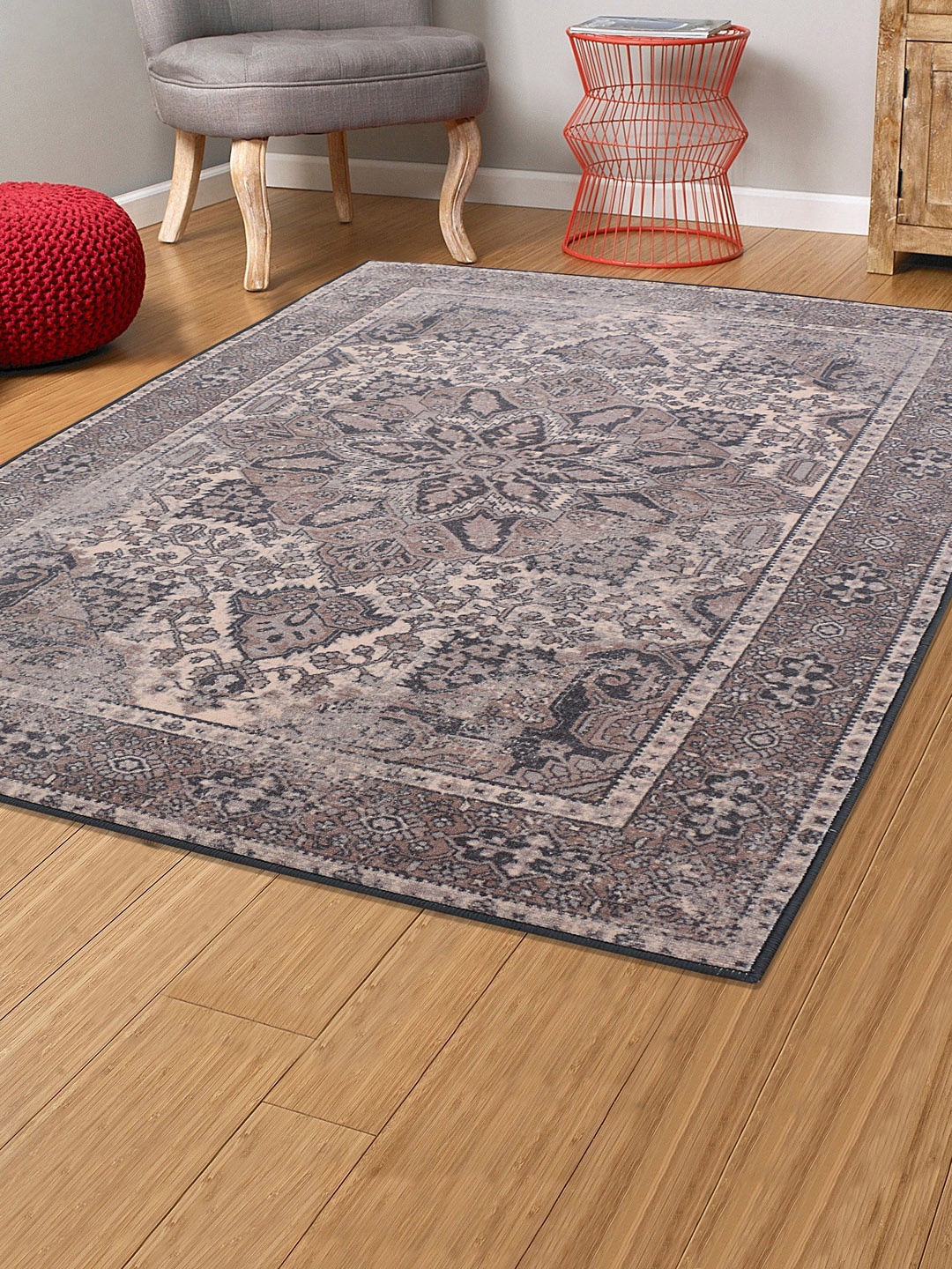 

RUGSMITH Black & Beige Patterned Anti-Skid Carpet