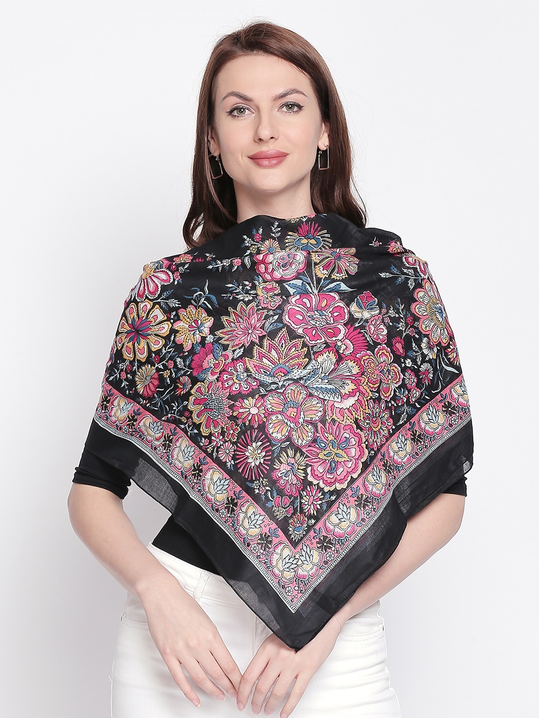 

Style Quotient Women Printed Scarves, Black