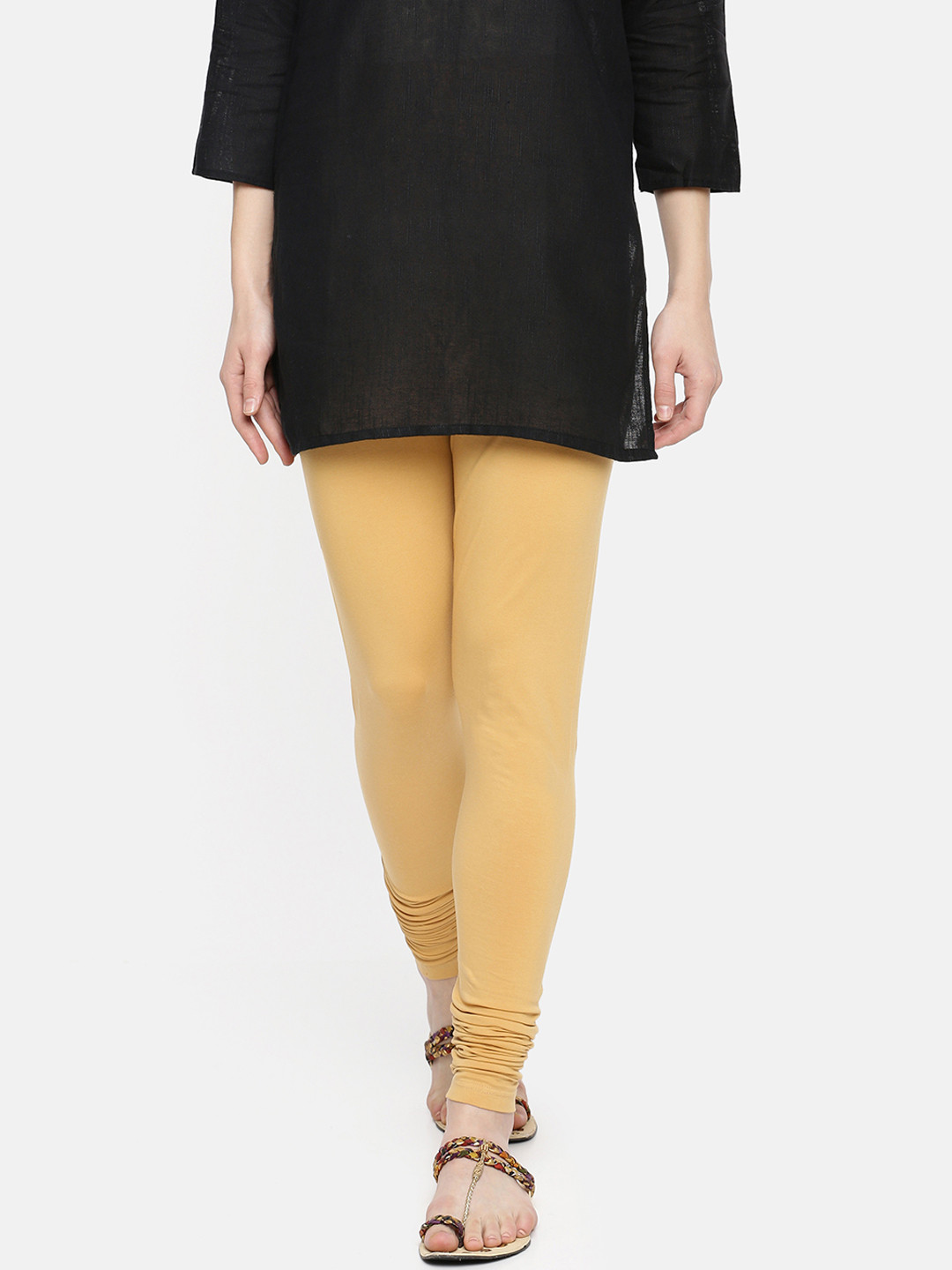 

Dollar Missy Women Beige Solid Churidar Length Leggings