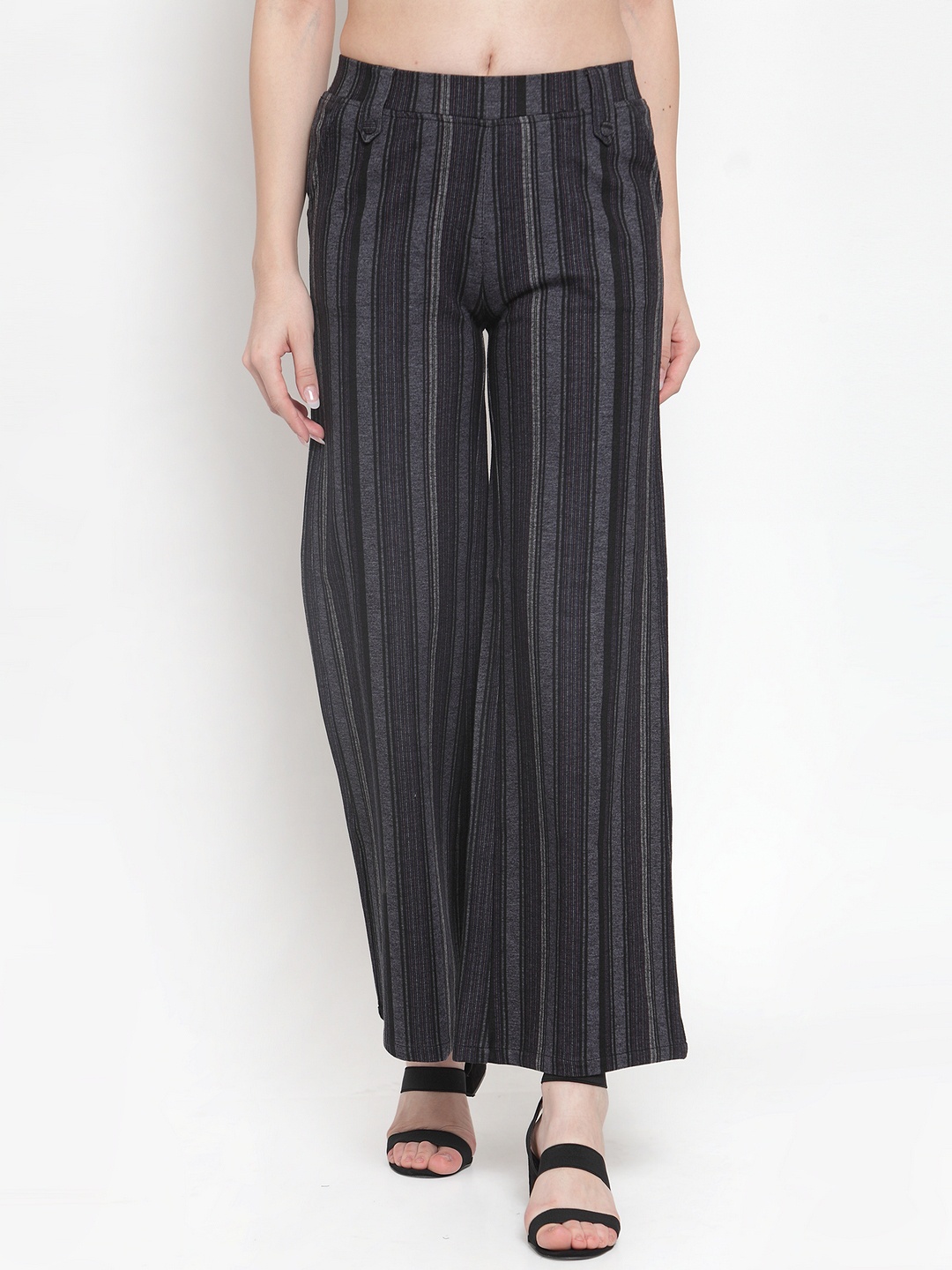 

Westwood Women Grey Loose Fit Striped Parallel Trousers