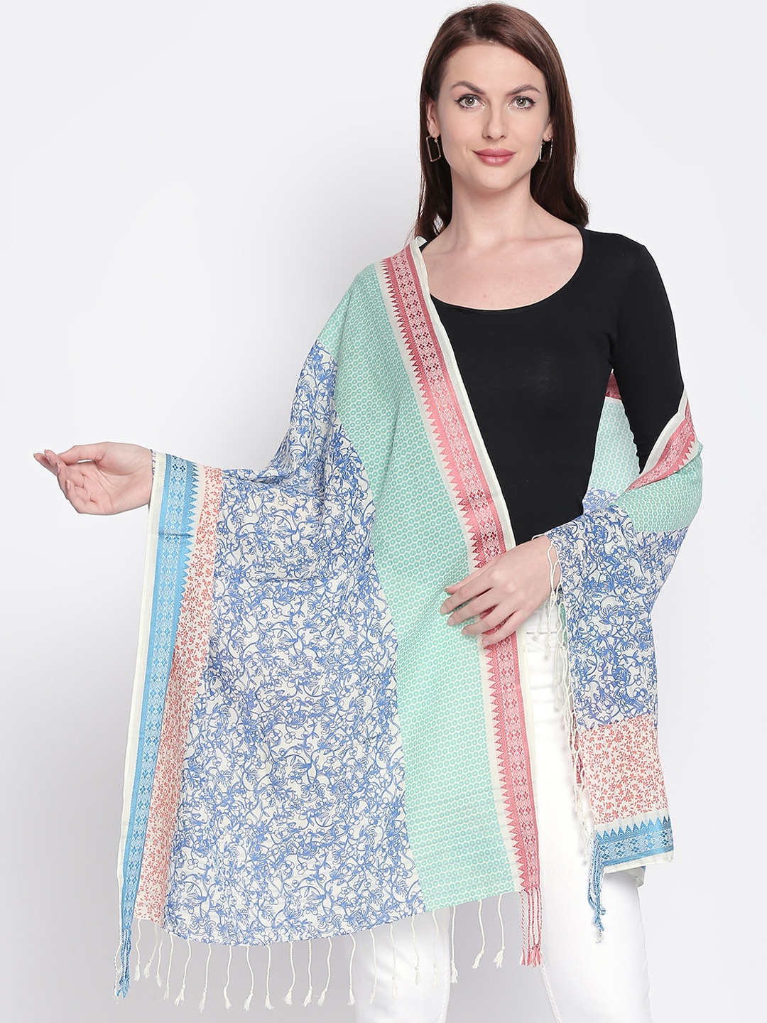 

Style Quotient Blue And Green Printed Scarves