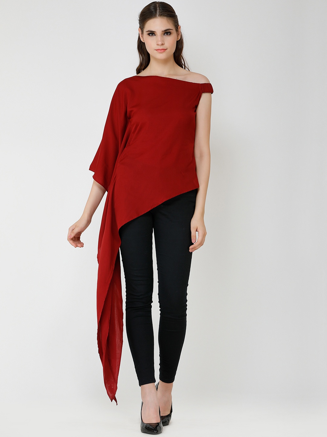 

Cation Women Maroon Solid Maxi Top