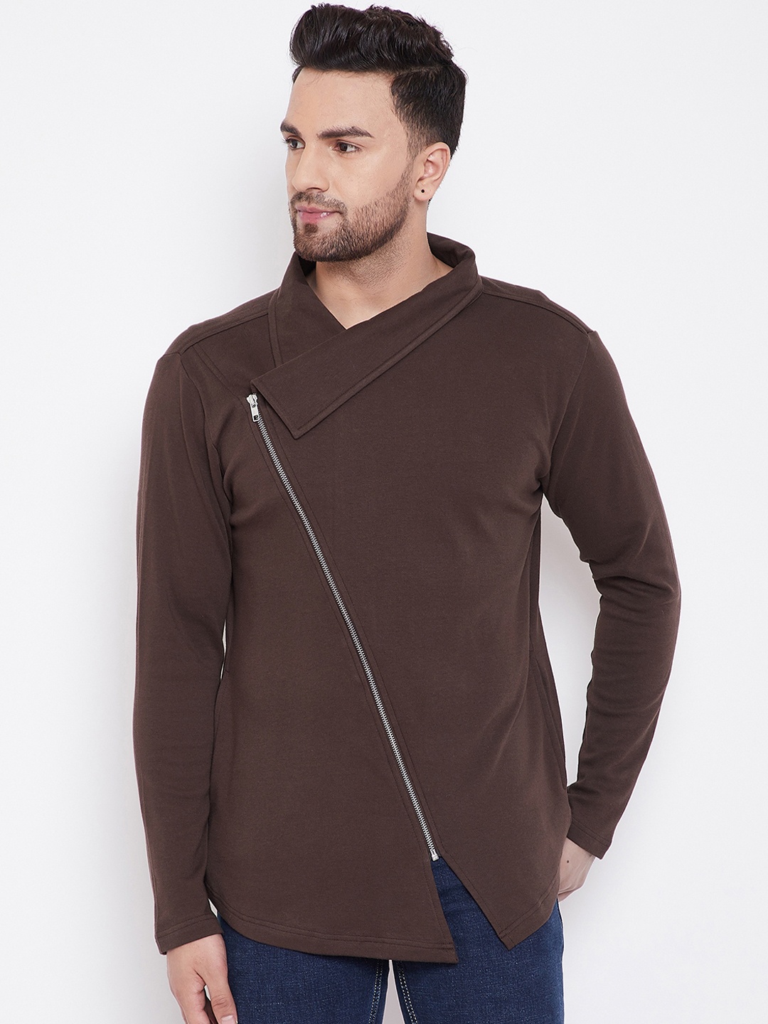 Hypernation Men Brown Solid Sweatshirt