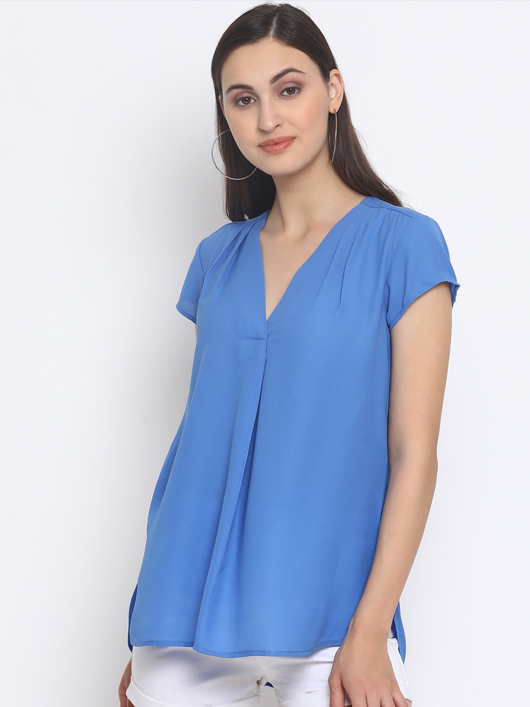 

SQew Women Blue Solid A-Line Top