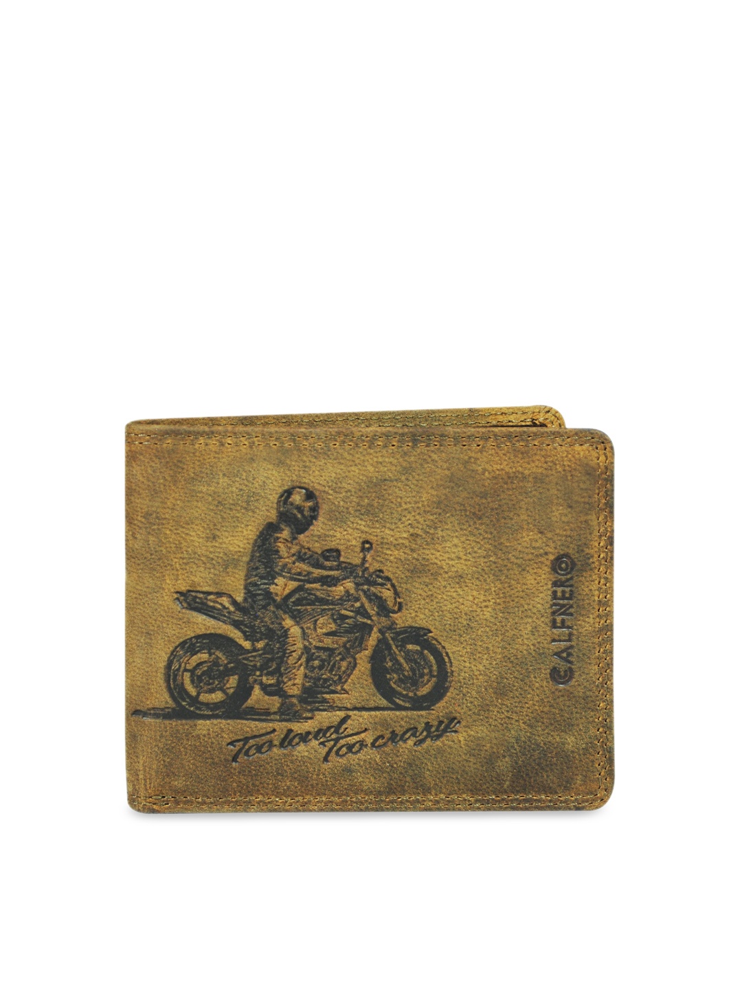 CALFNERO Men Brown Printed Two Fold Leather Wallet