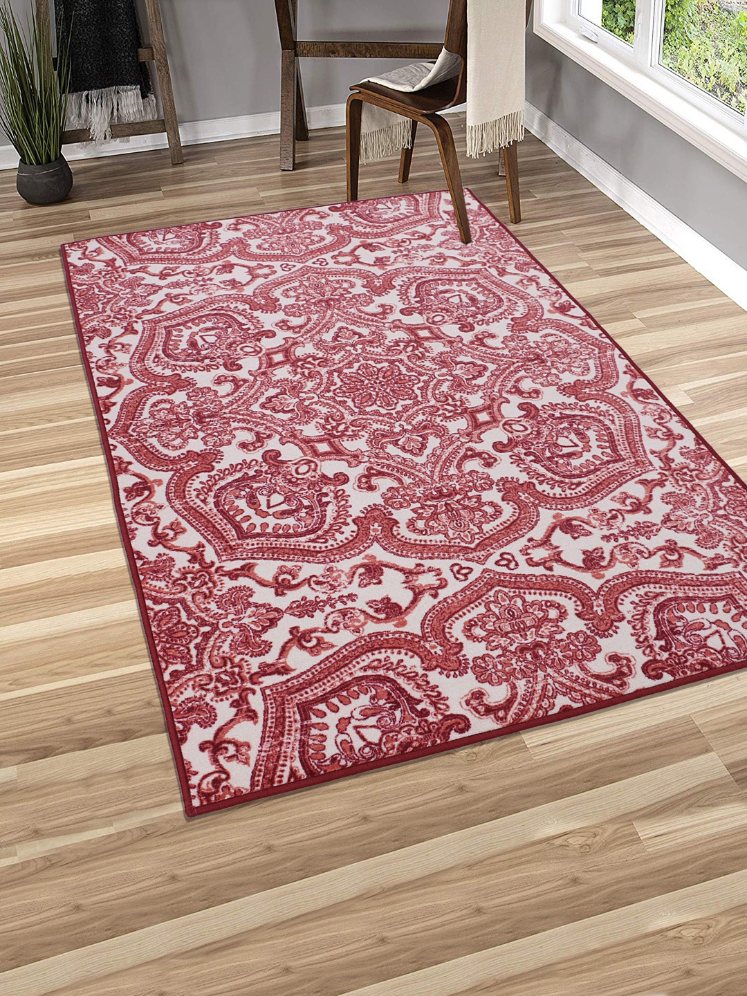 

RUGSMITH Red & White Patterned Anti-Skid Carpet