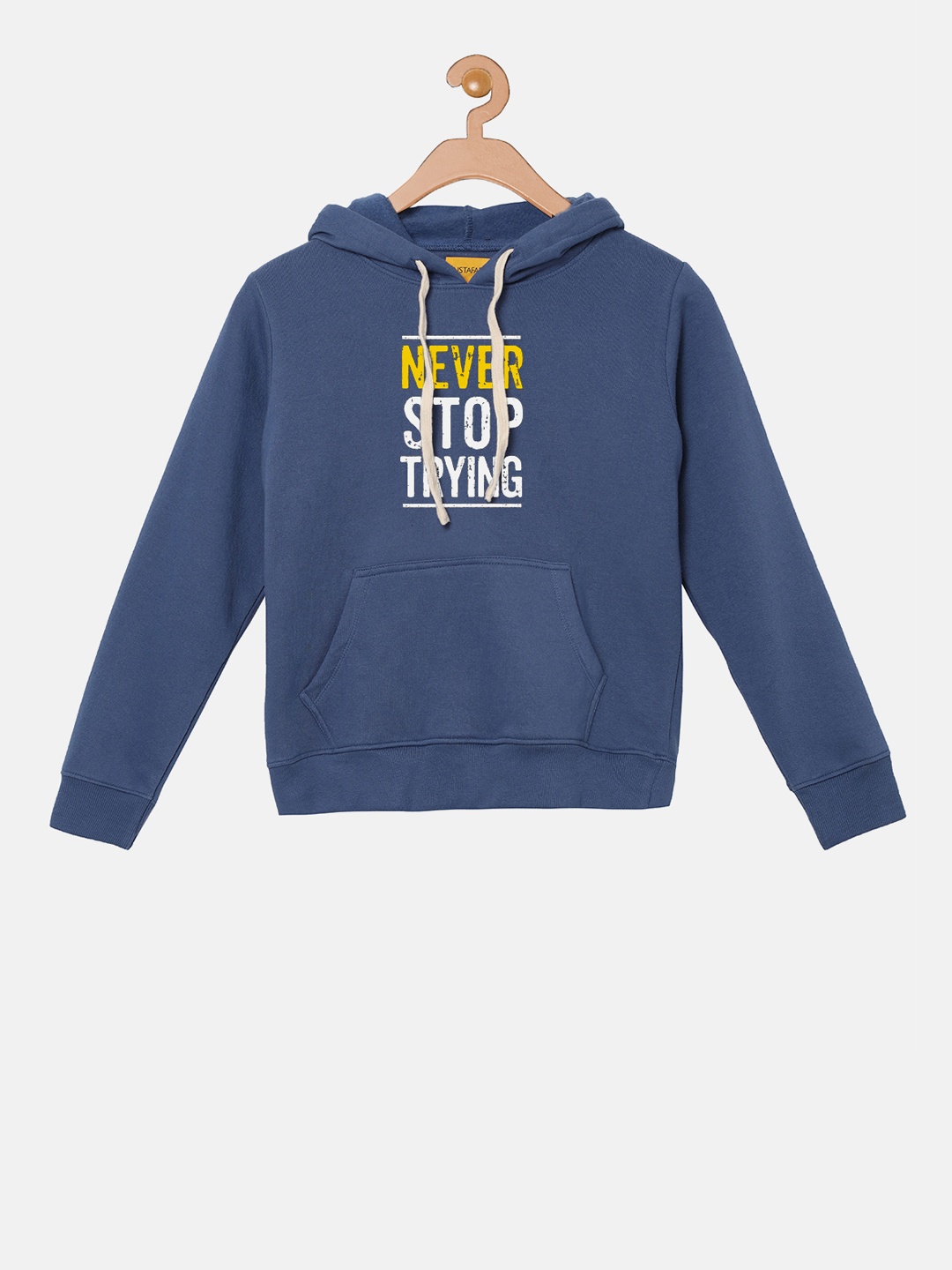 Instafab Boys Blue Printed Hooded Sweatshirt