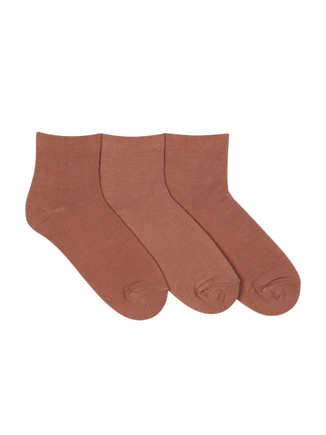 Supersox Women Pack of 3 Brown Solid Compact Combed Ankle-Length Socks