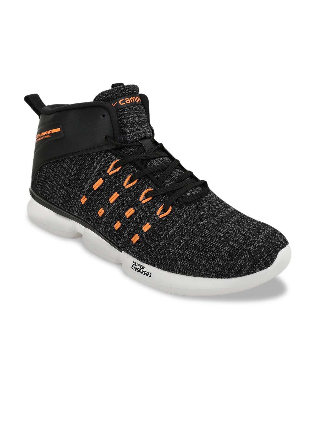 

Campus Men Black Mid-Top Running Shoes