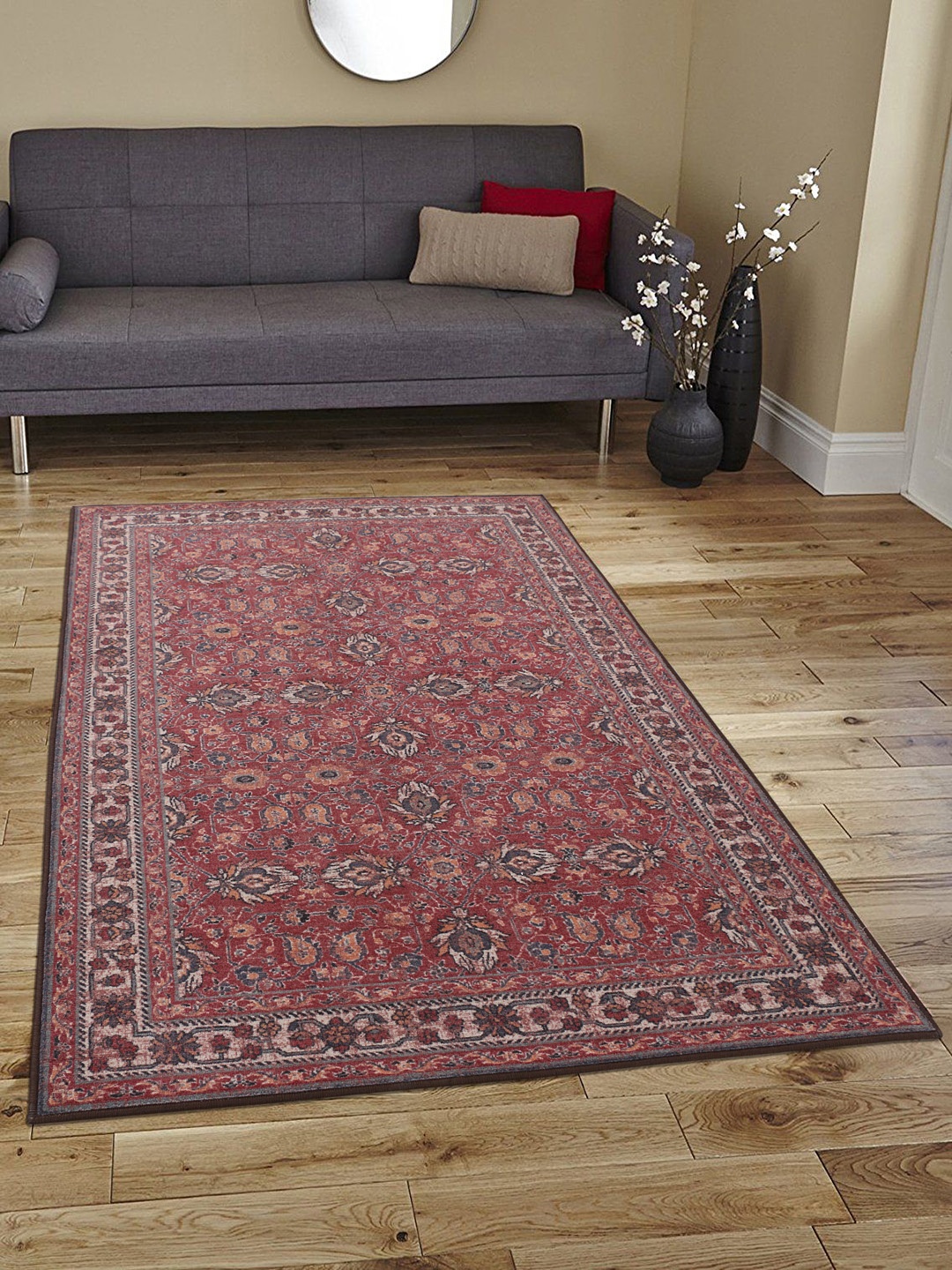 

RUGSMITH Red & Brown Patterned Anti-Skid Carpet