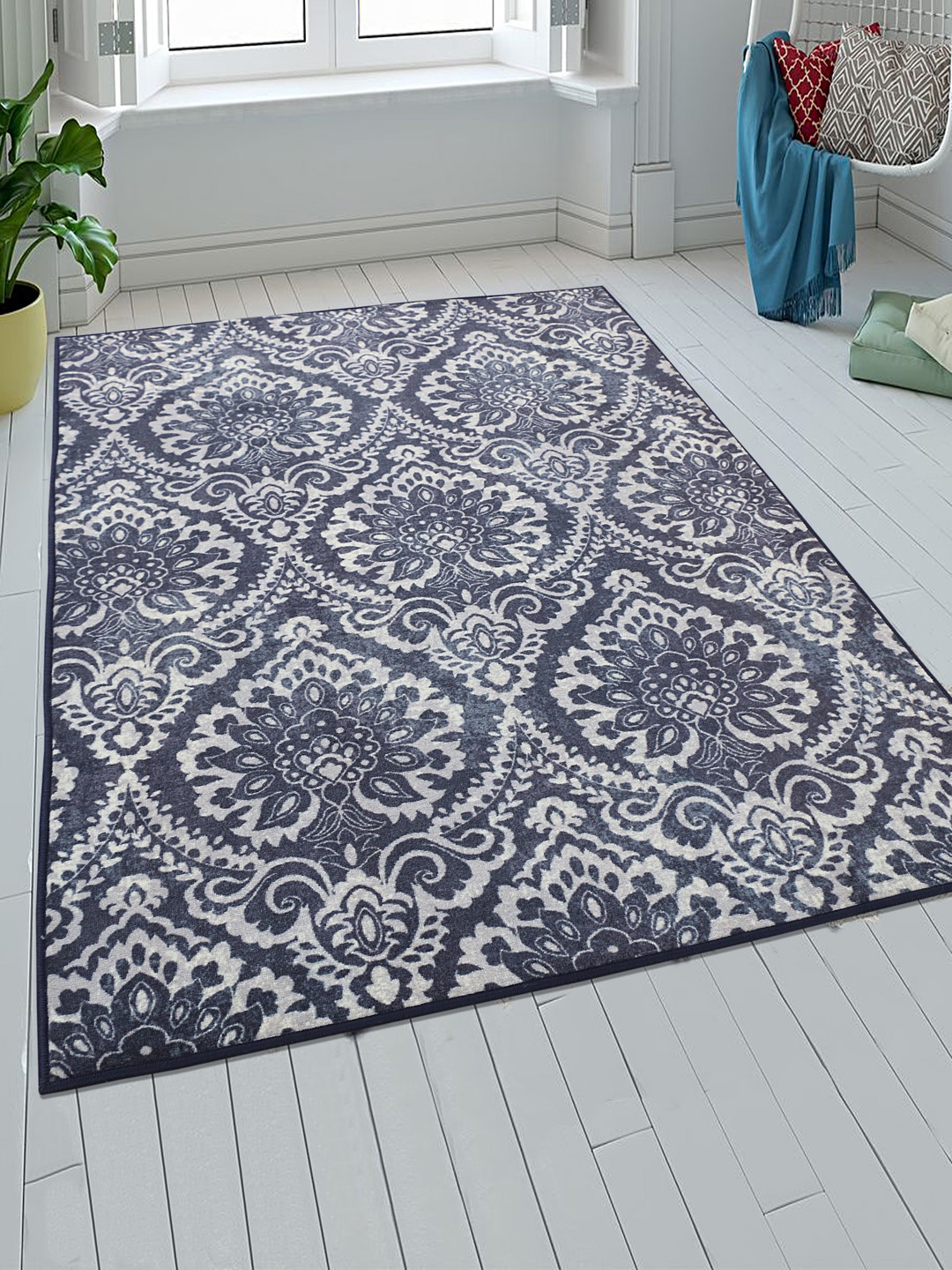 

RUGSMITH Blue & White Patterned Anti-Skid Carpet