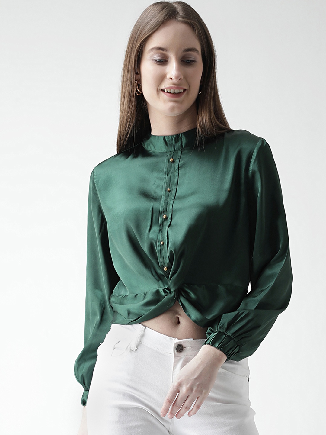 KASSUALLY Women Green Solid Top
