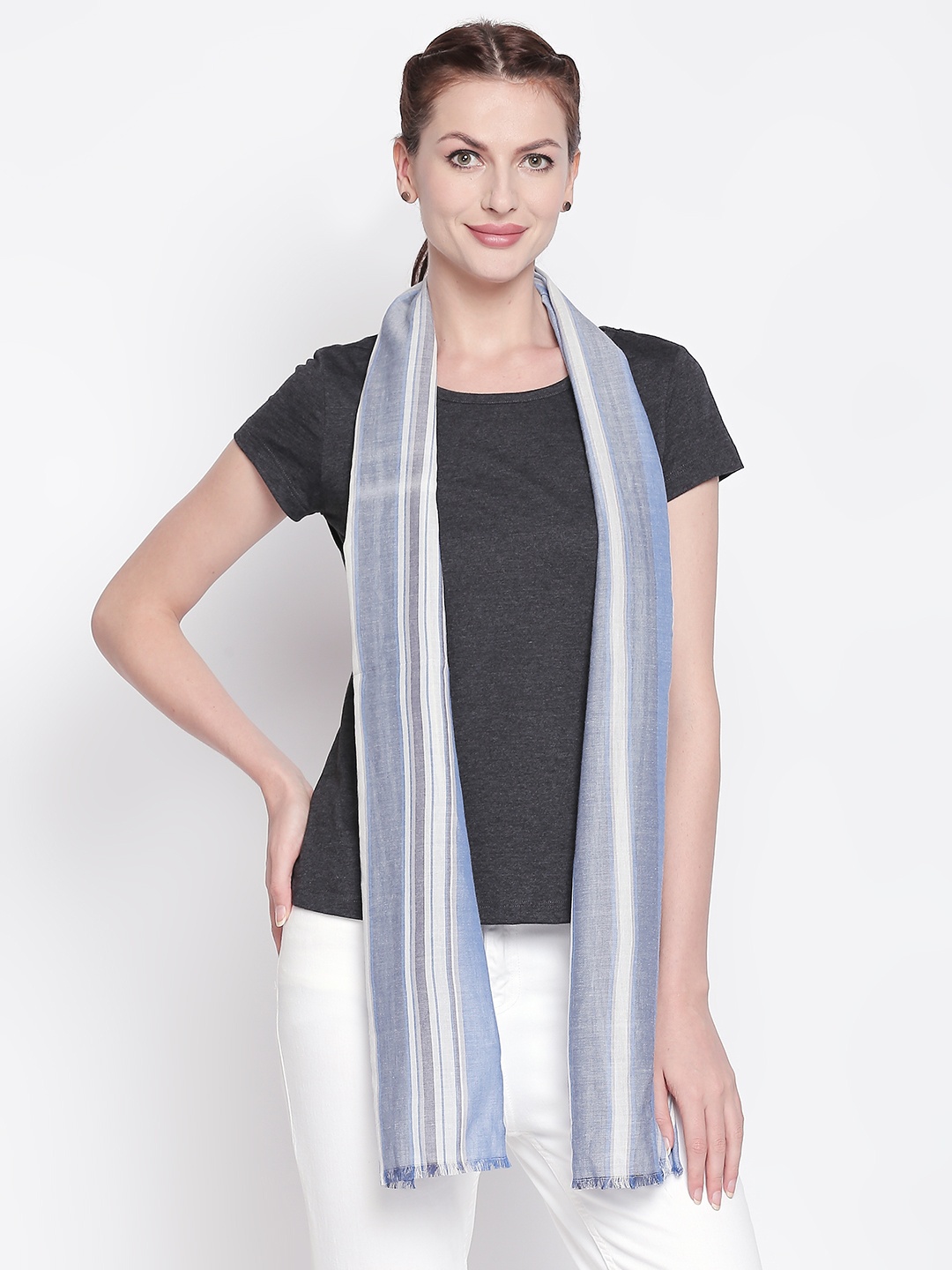 

Style Quotient Blue & White Striped Scarf