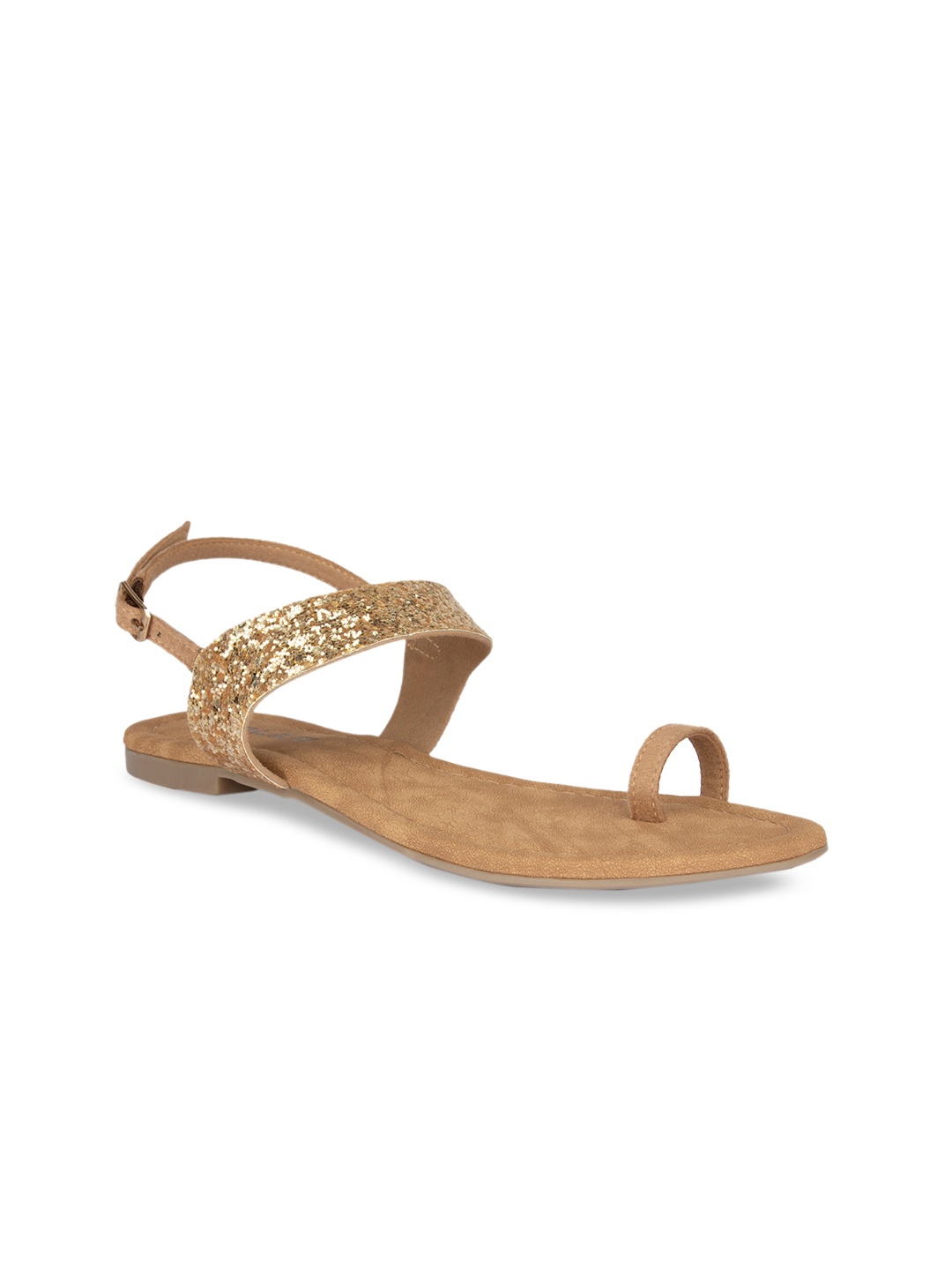 

SOLES Women Gold-Toned Embellished One Toe Flats