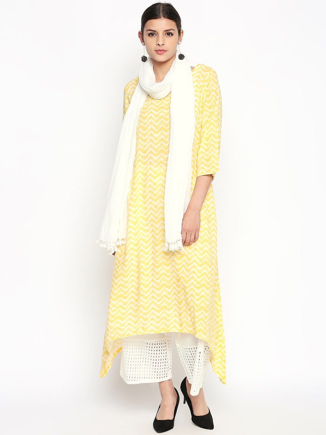 RANGMANCH BY PANTALOONS Women White Solid Pure Cotton Dupatta