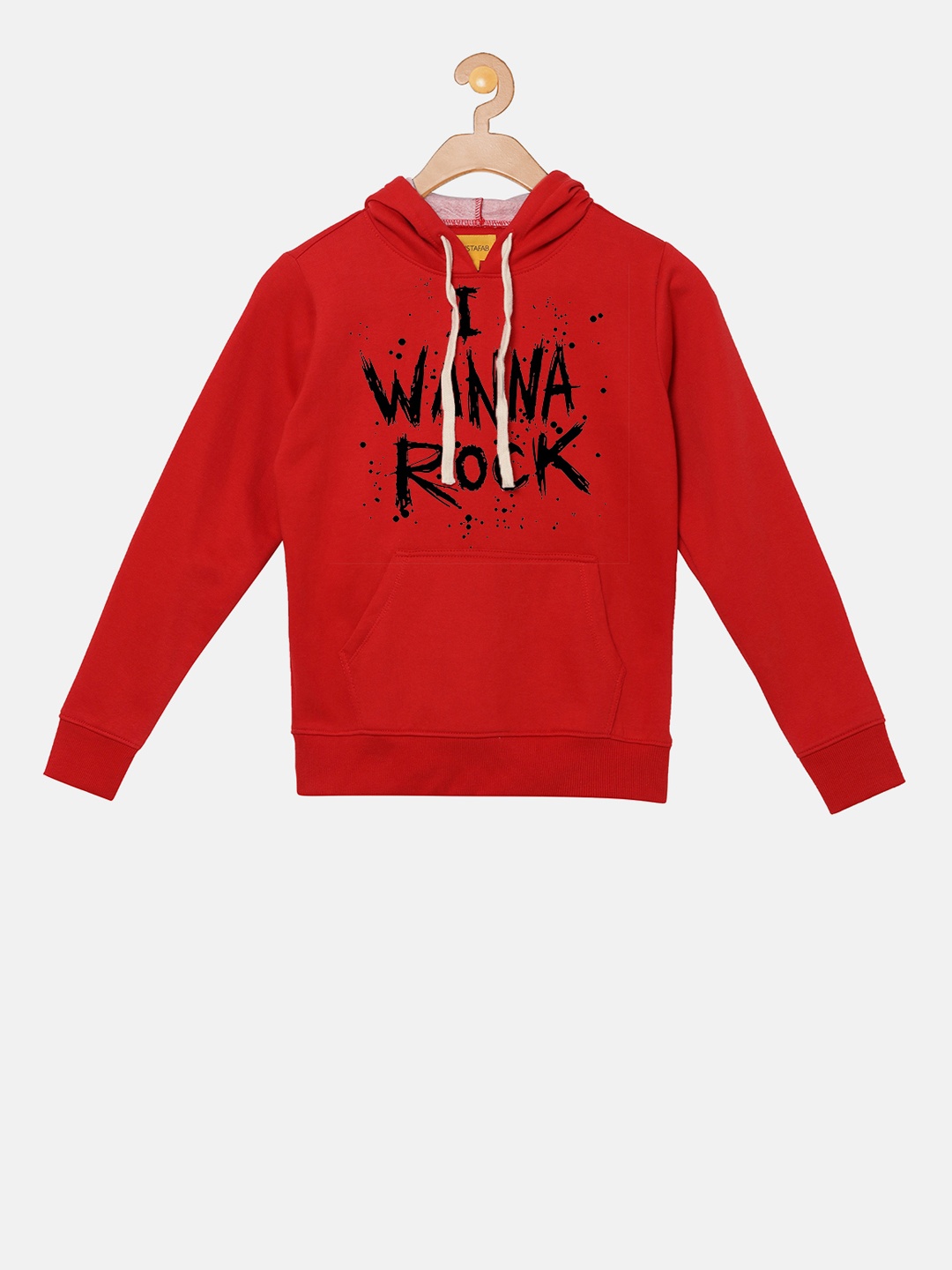 

Instafab Boys Red Printed Hooded Sweatshirt