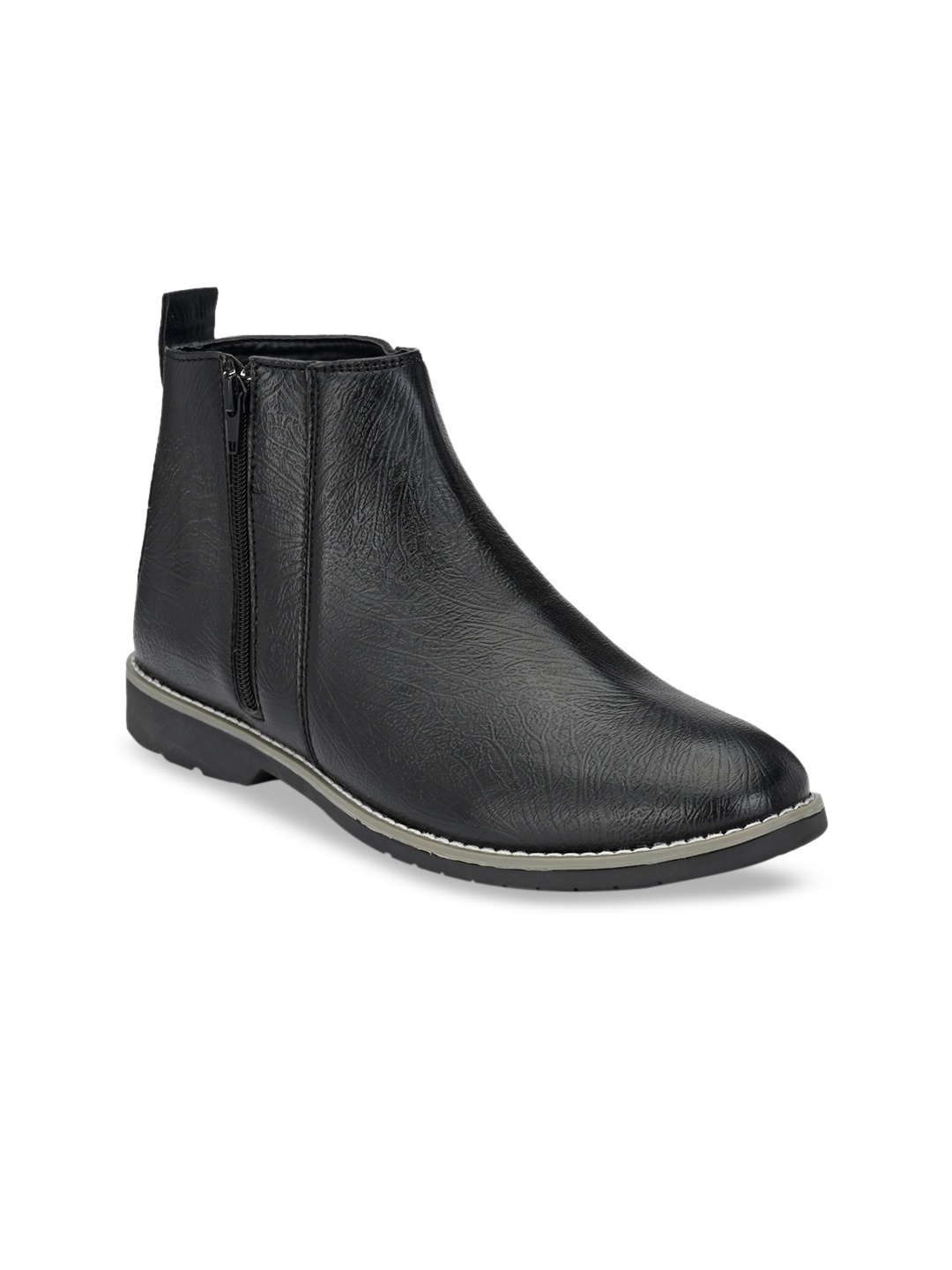 

Fentacia Men Black Solid Mid-Top Flat Boots