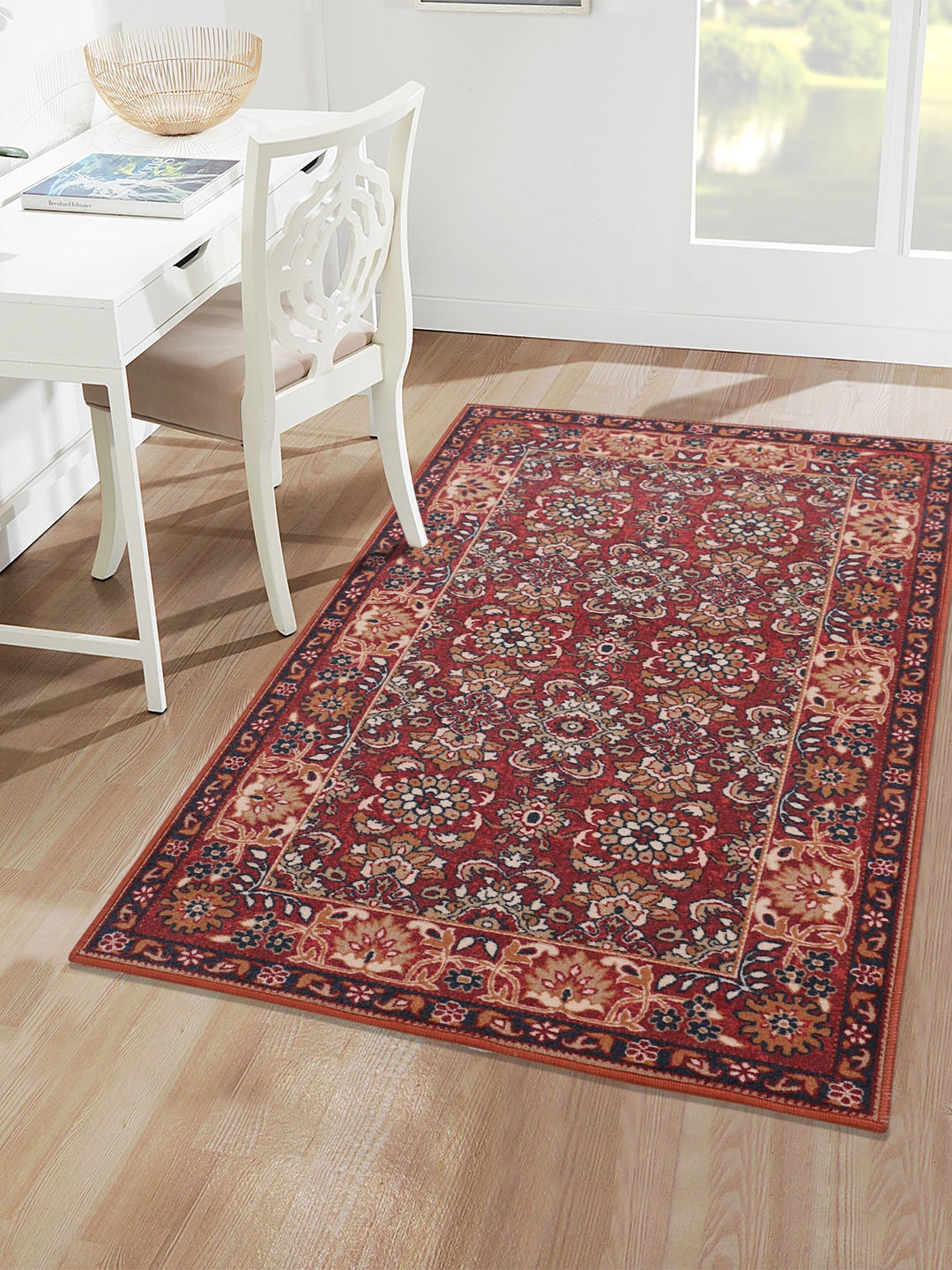 

RUGSMITH Maroon & Black Patterned Anti-Skid Carpet