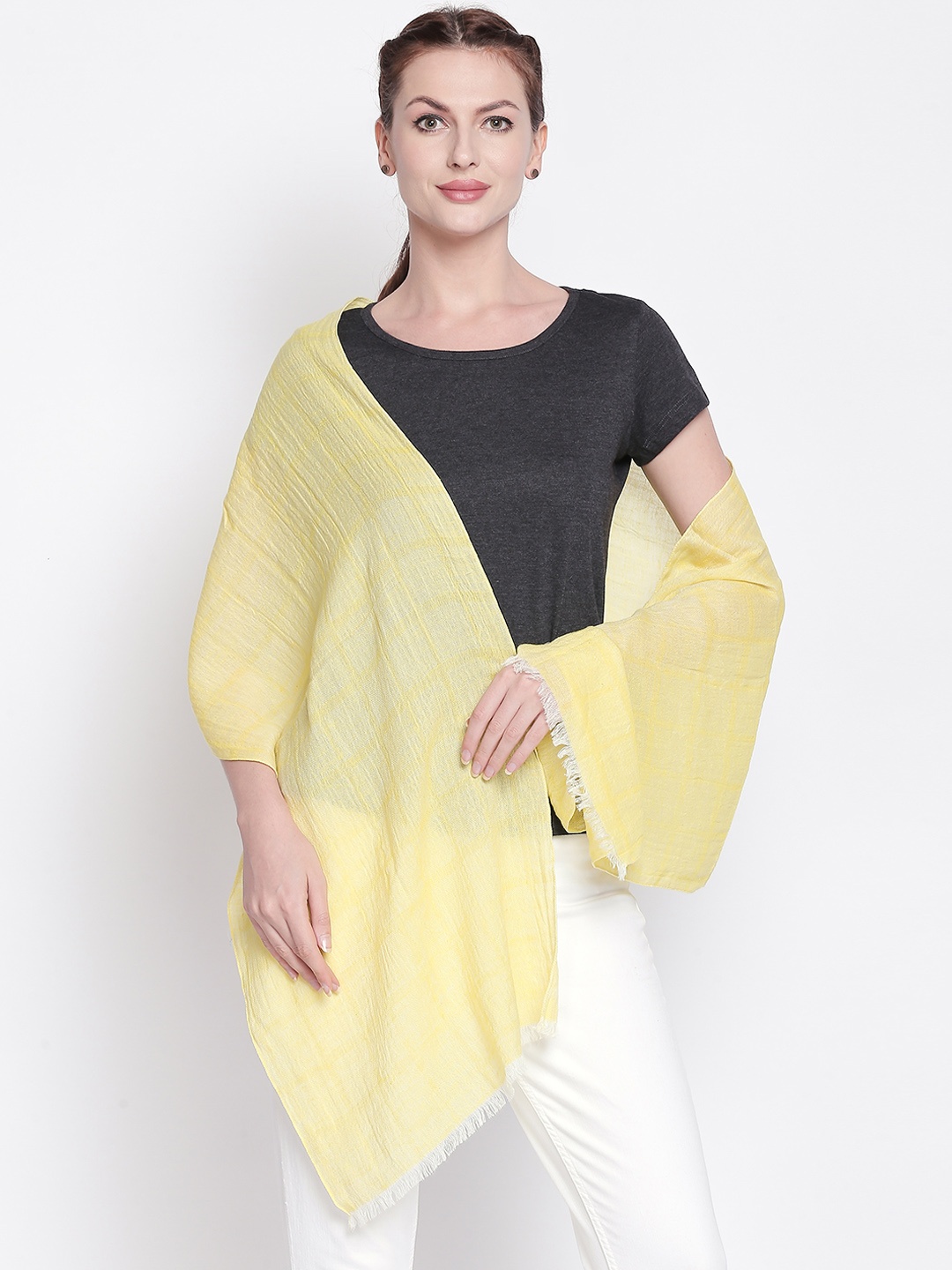 

Style Quotient Yellow Checked Scarves