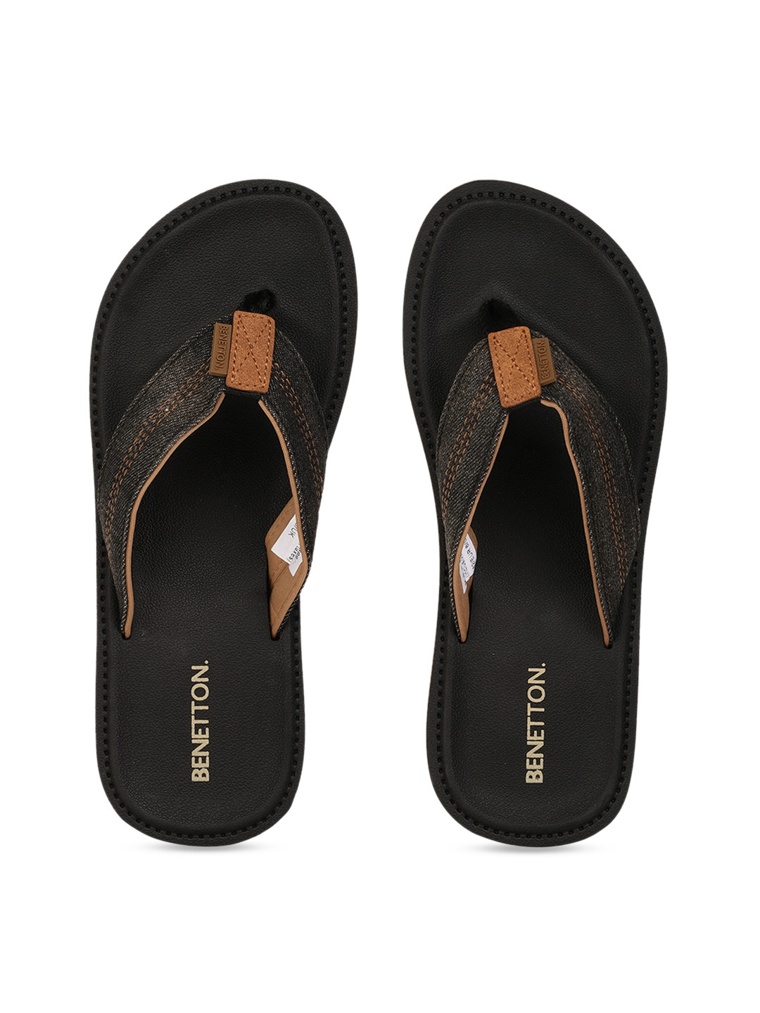 

United Colors of Benetton Men Black Printed Thong Flip-Flops